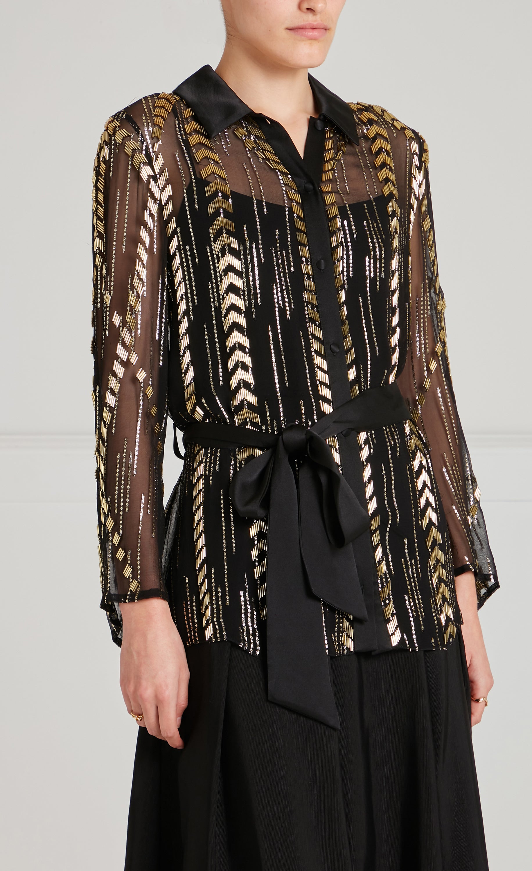 Temperley London Viola koszula czarna cekinowa