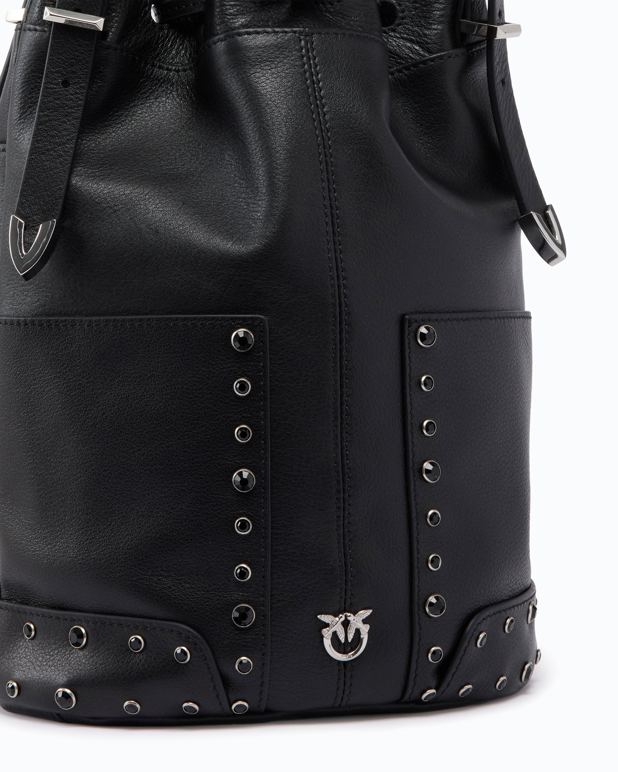 Pinko Bucket Mini Patch torebka czarna skóra