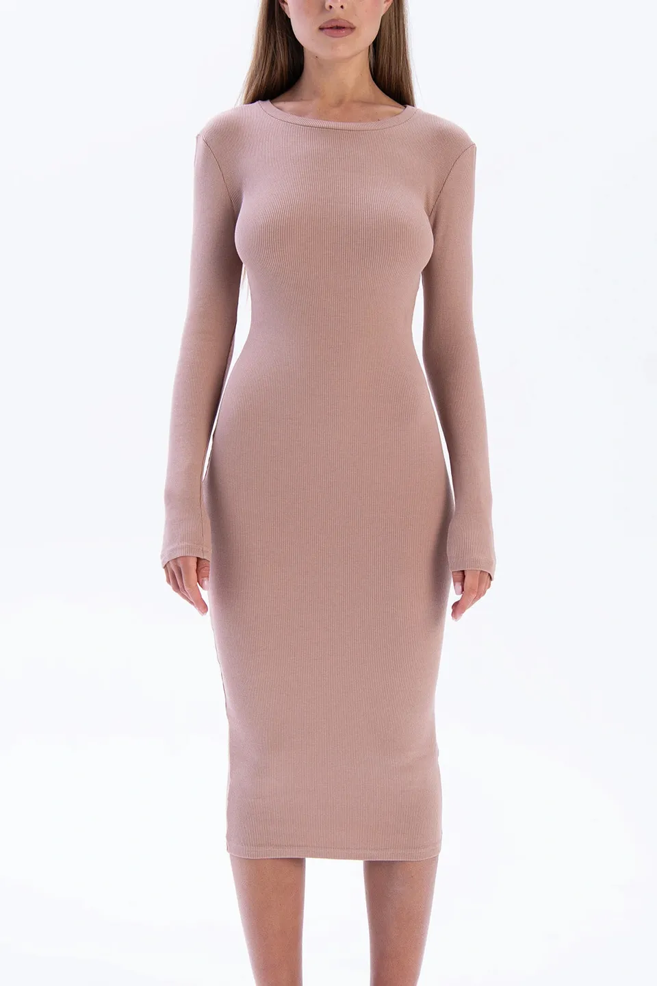 Nudyess Eos K802 sukienka midi warm taupe