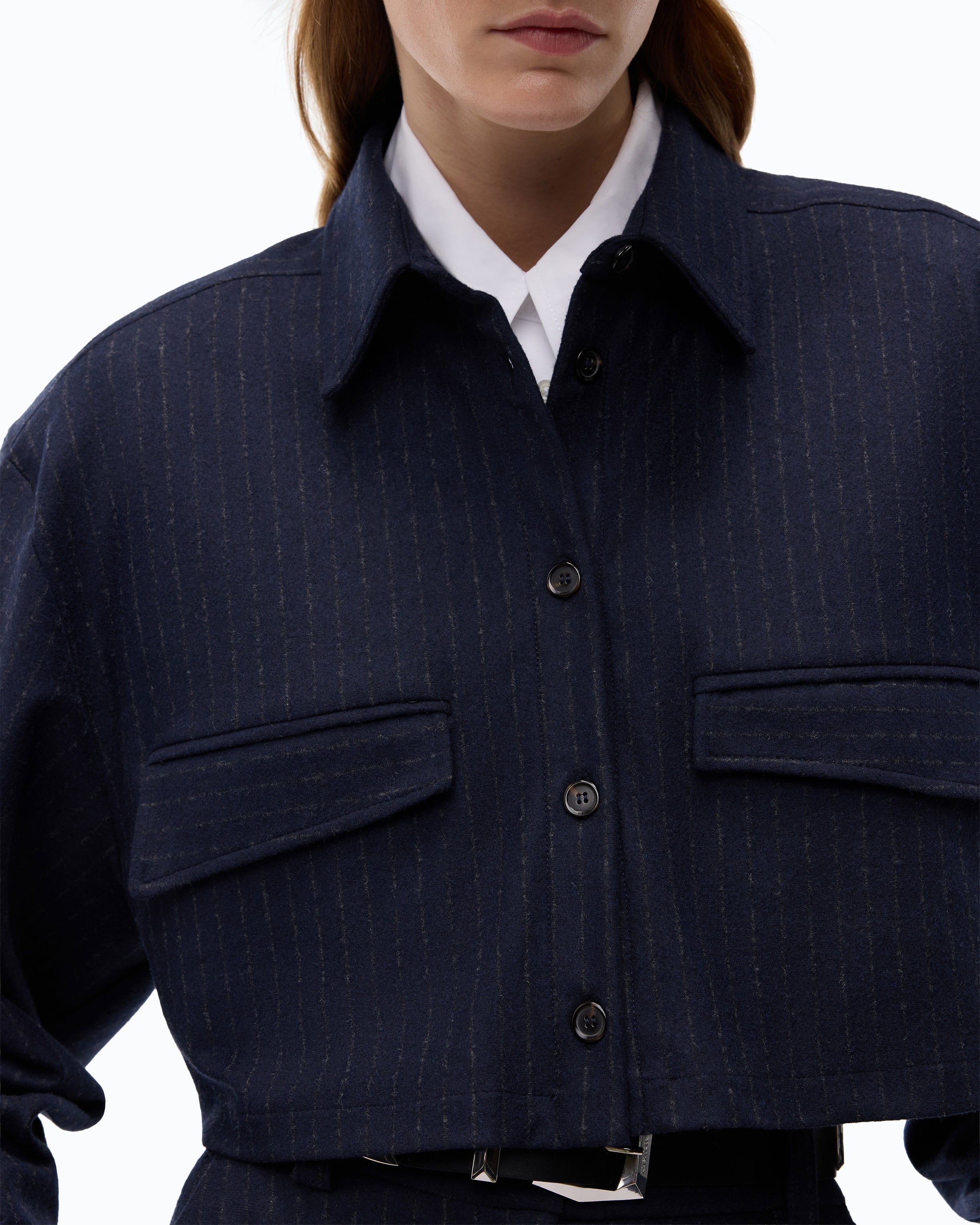 Pinko Taurasi Shirt koszula cropped niebieska prążka