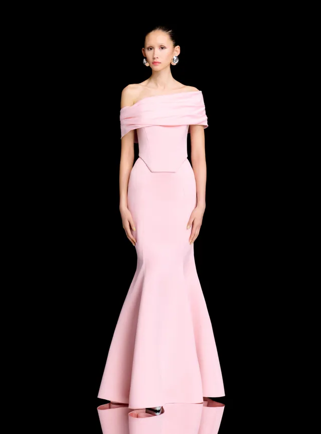 Solace London Alta Maxi sukienka jasnoróżowa gorsetowa