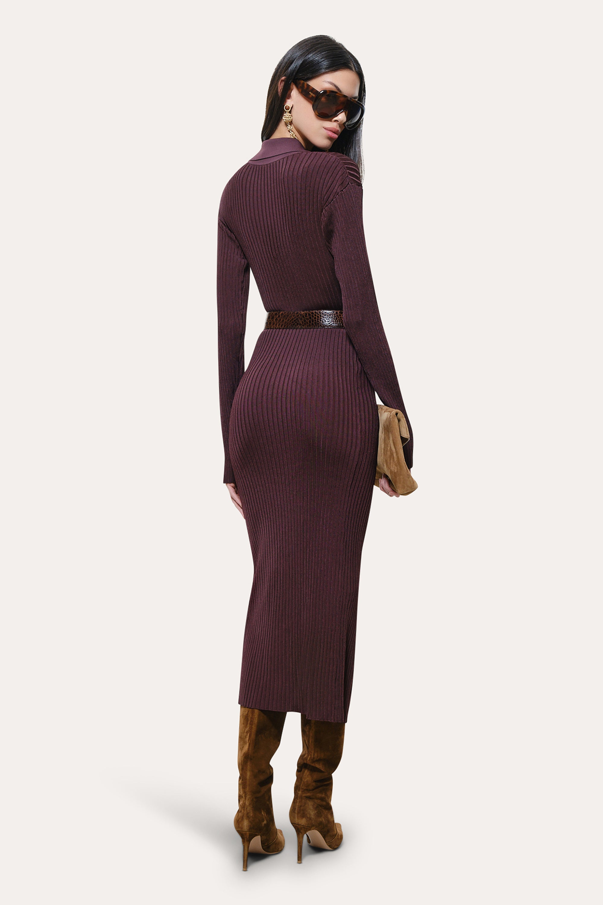 Elie Tahari Roxanne E35YR606 sukienka midi bordowa XS-XL