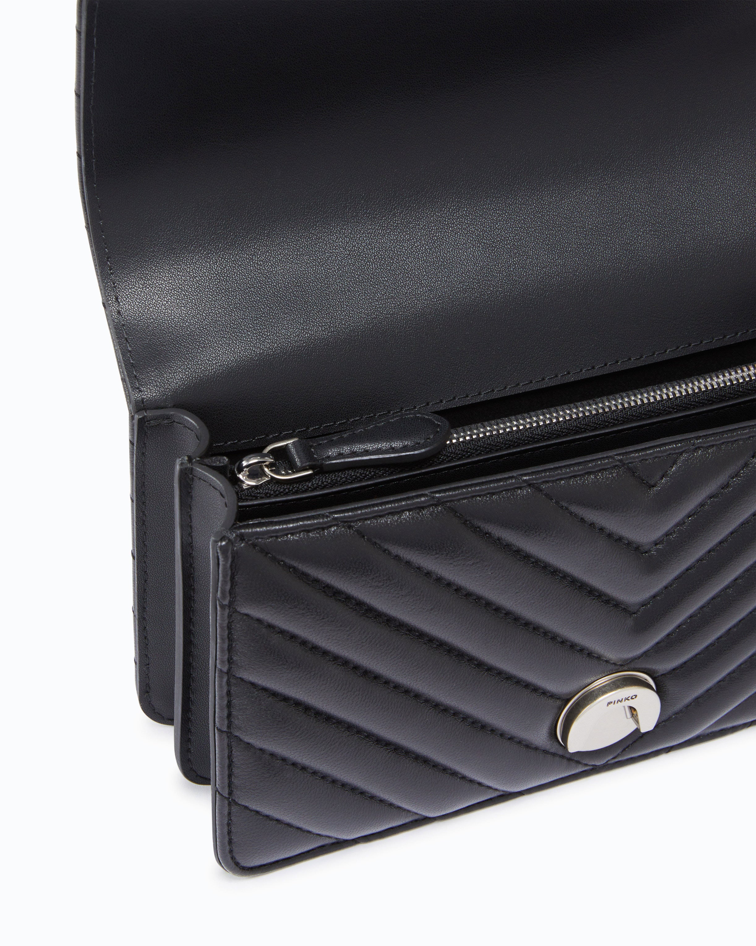 Pinko Love One Mini torebka czarna chevron skórzana