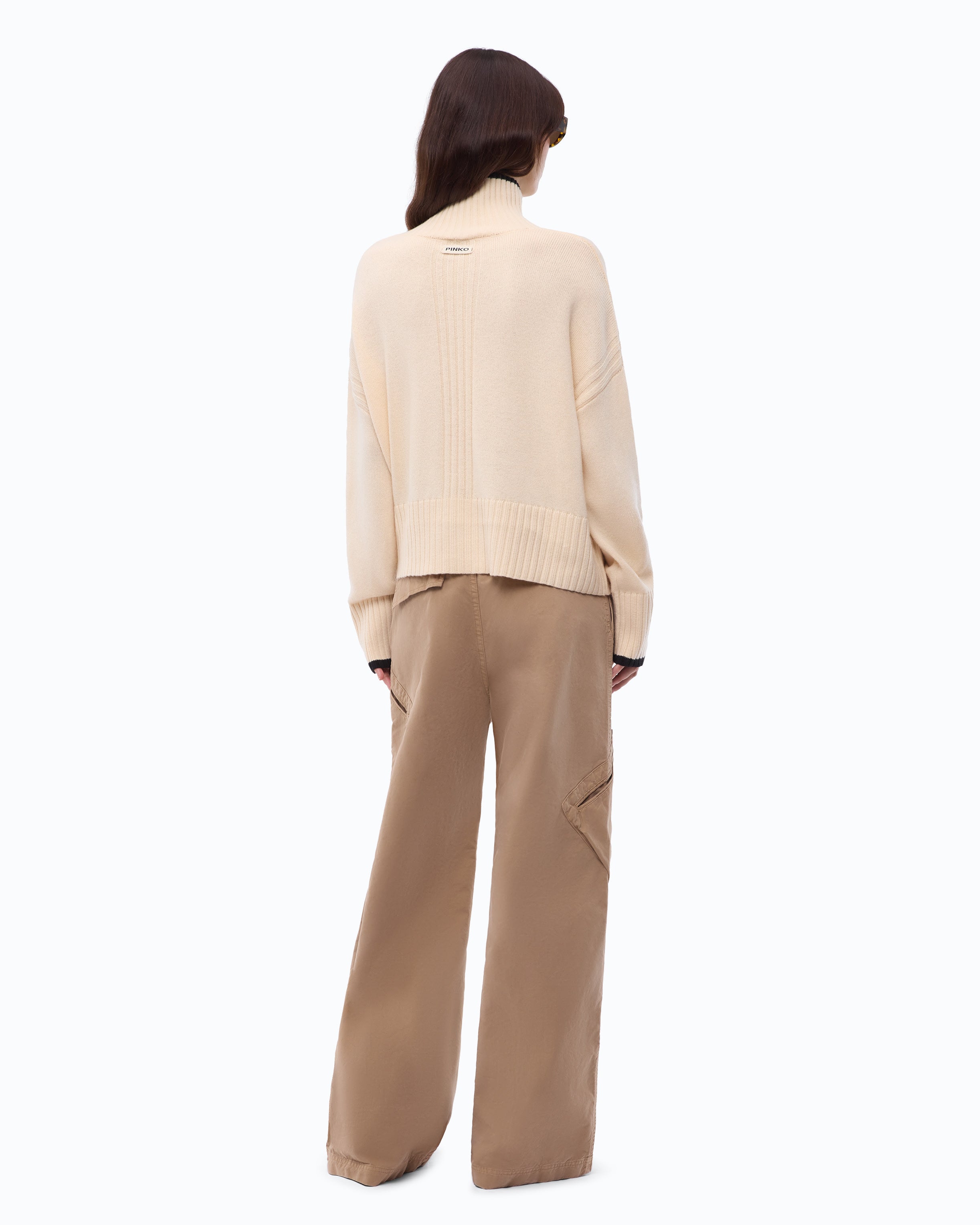 Pinko Falkland Sweater sweter golf beżowy kaszmir