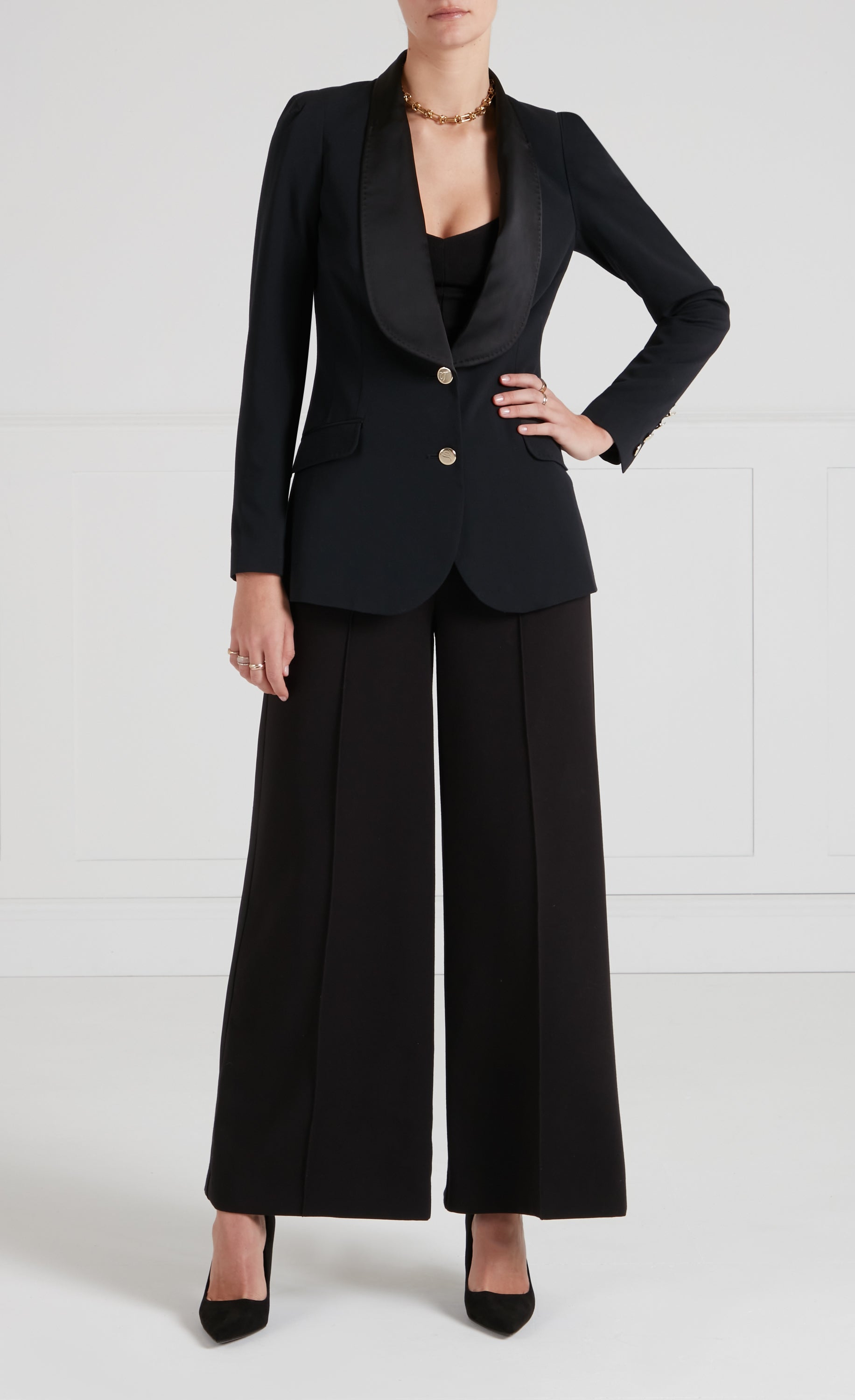 Temperley London Nyx spodnie czarne wełniane