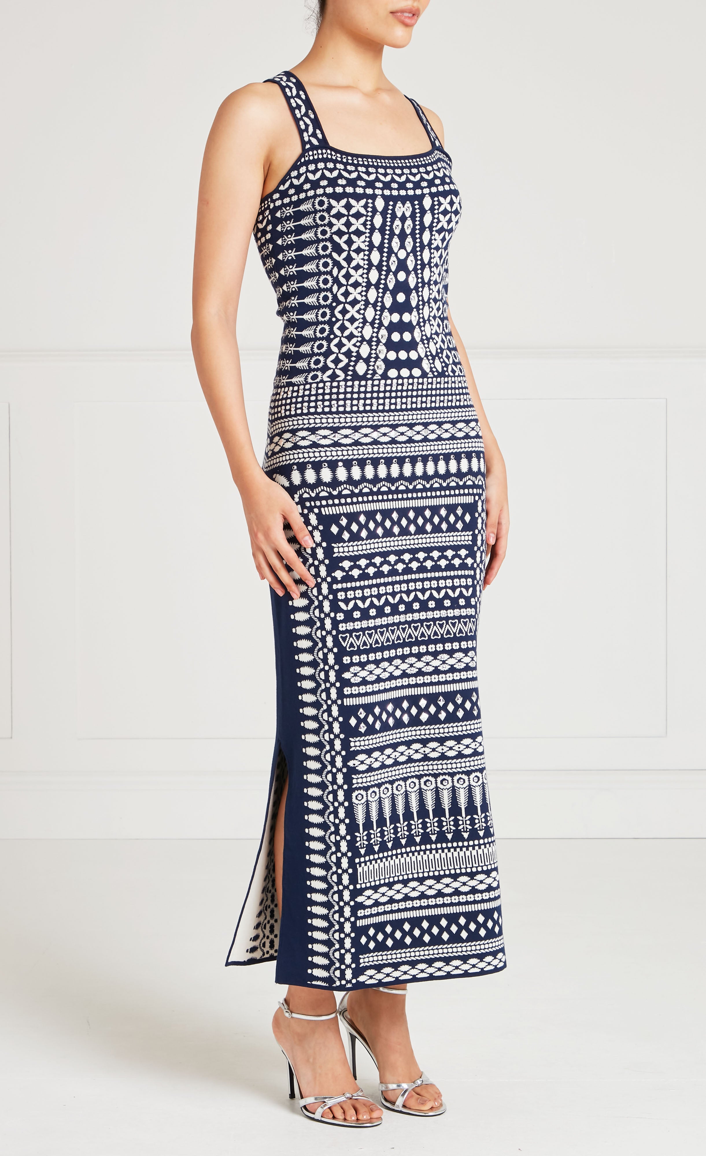 Temperley London Tlalli sukienka midi navy silver