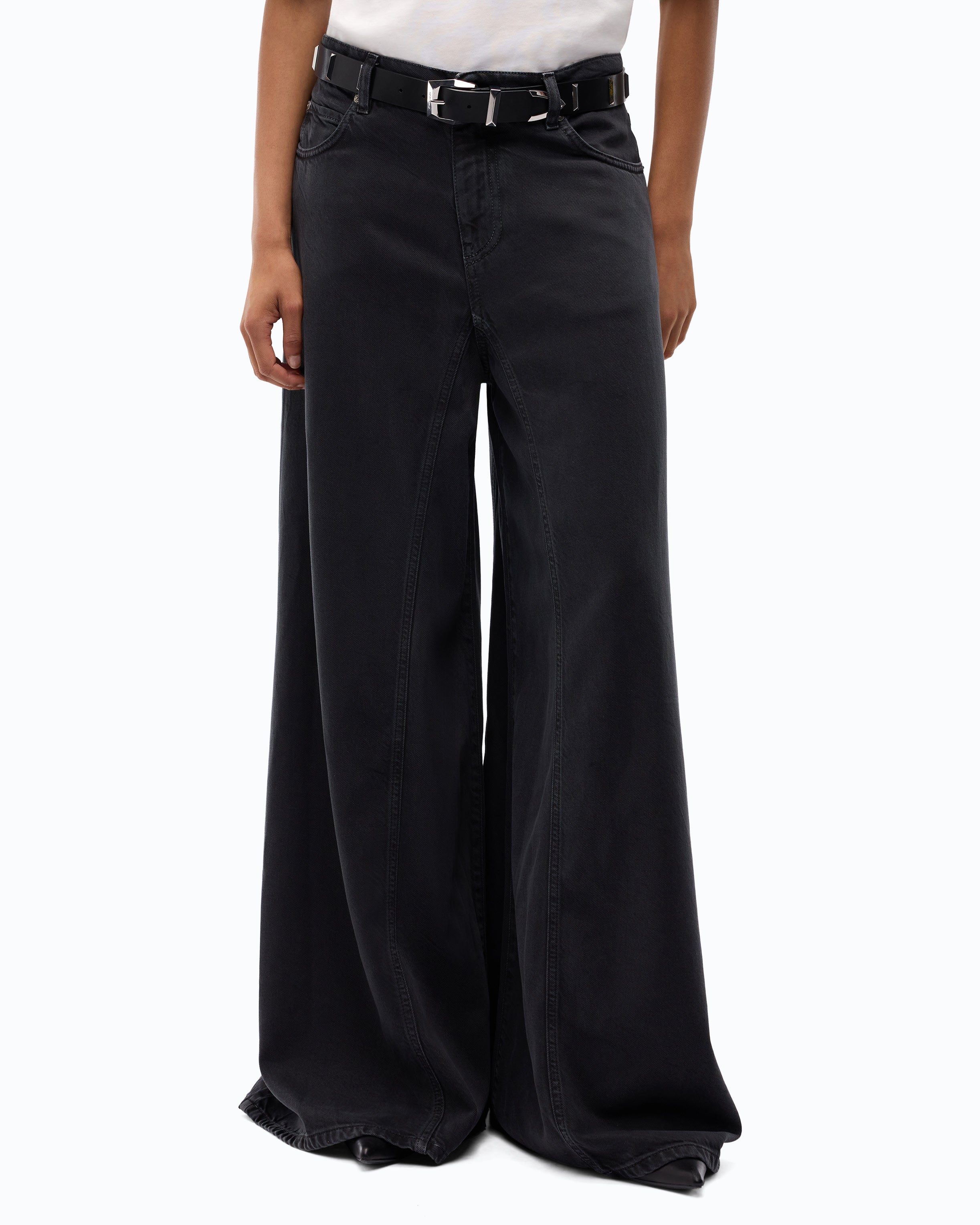 Pinko Winona Wide Leg dżinsy czarne rozszerzane