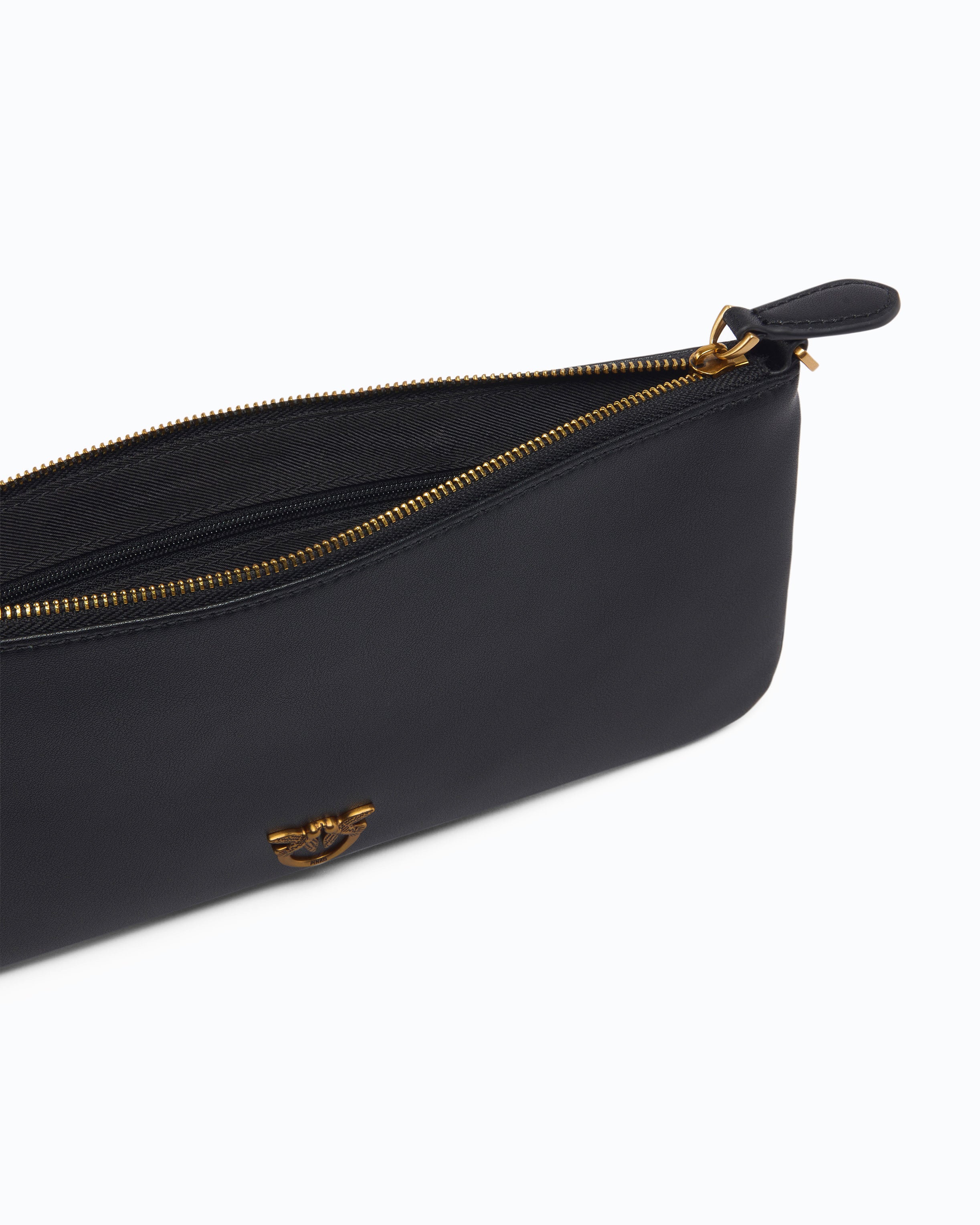 Pinko Horizontal Flat torebka skórzana czarna łańcuszek