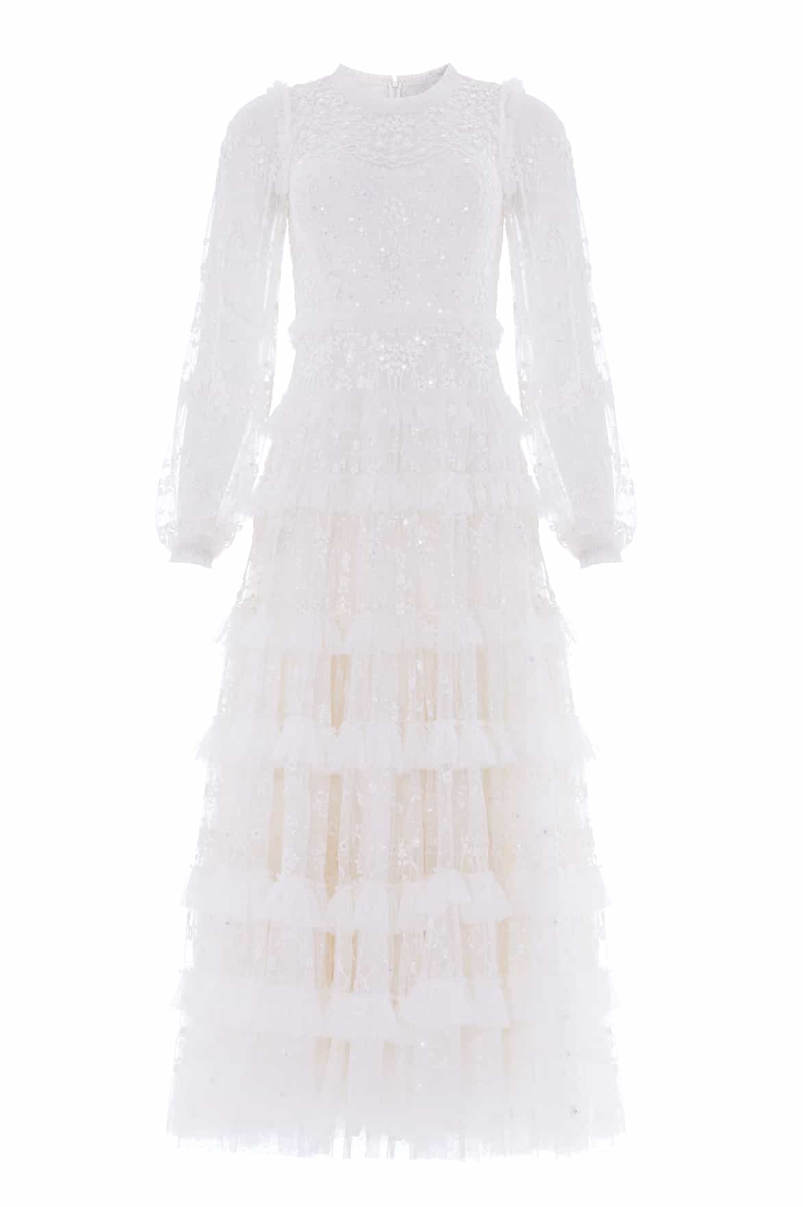Needle & Thread Blossom Lace sukienka biała koronkowa