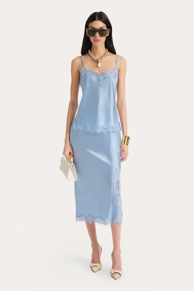 Elie Tahari Brooke Silk Charmeuse spódnica midi jedwab