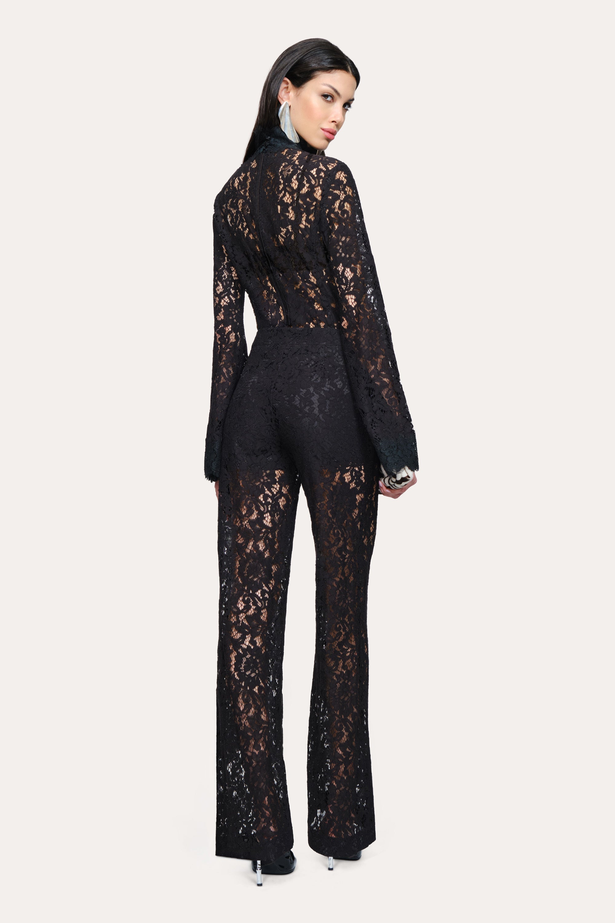 Elie Tahari Isabella top koronkowy czarny cropped
