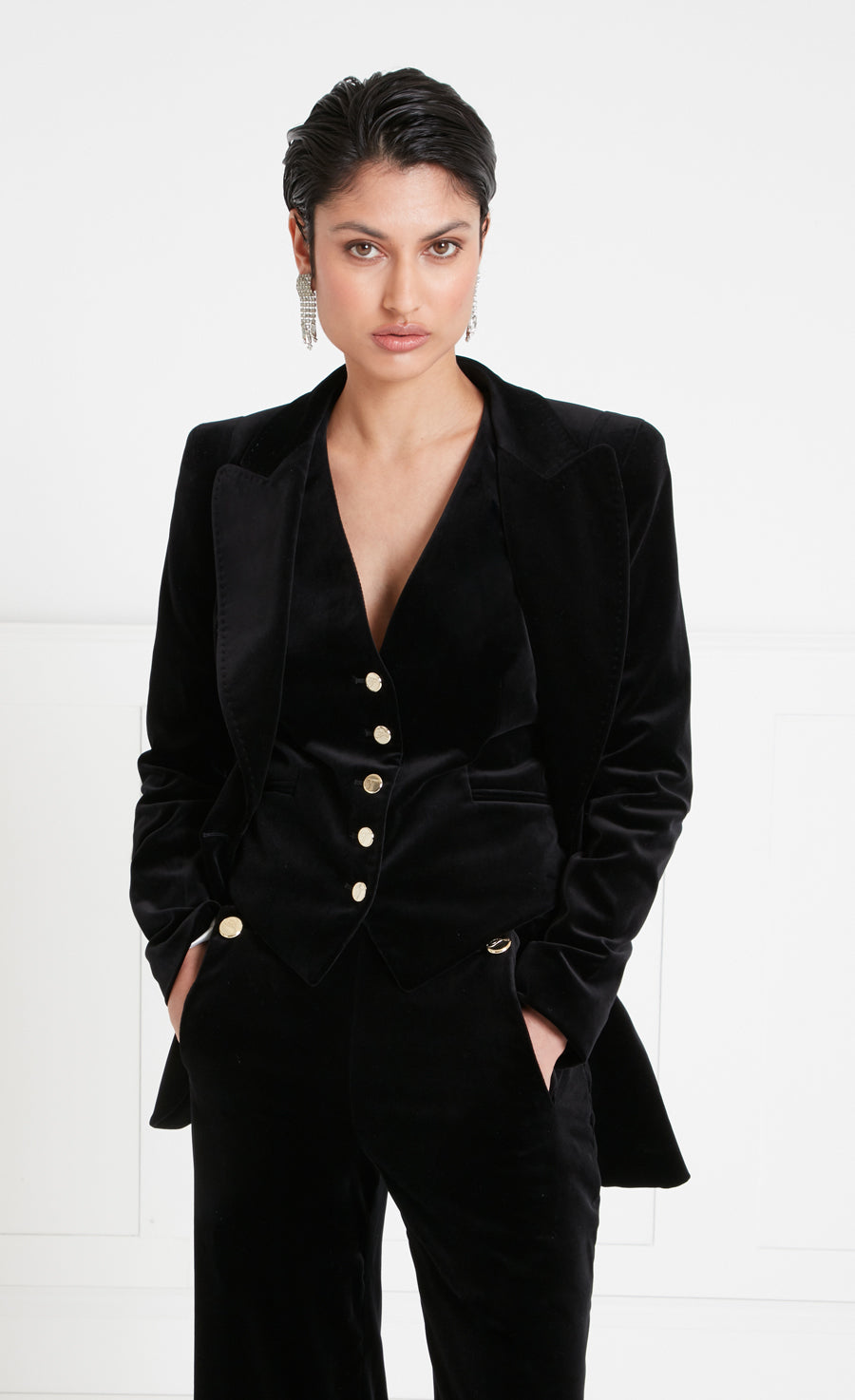Temperley London Clove żakiet welurowy czarny taliowany