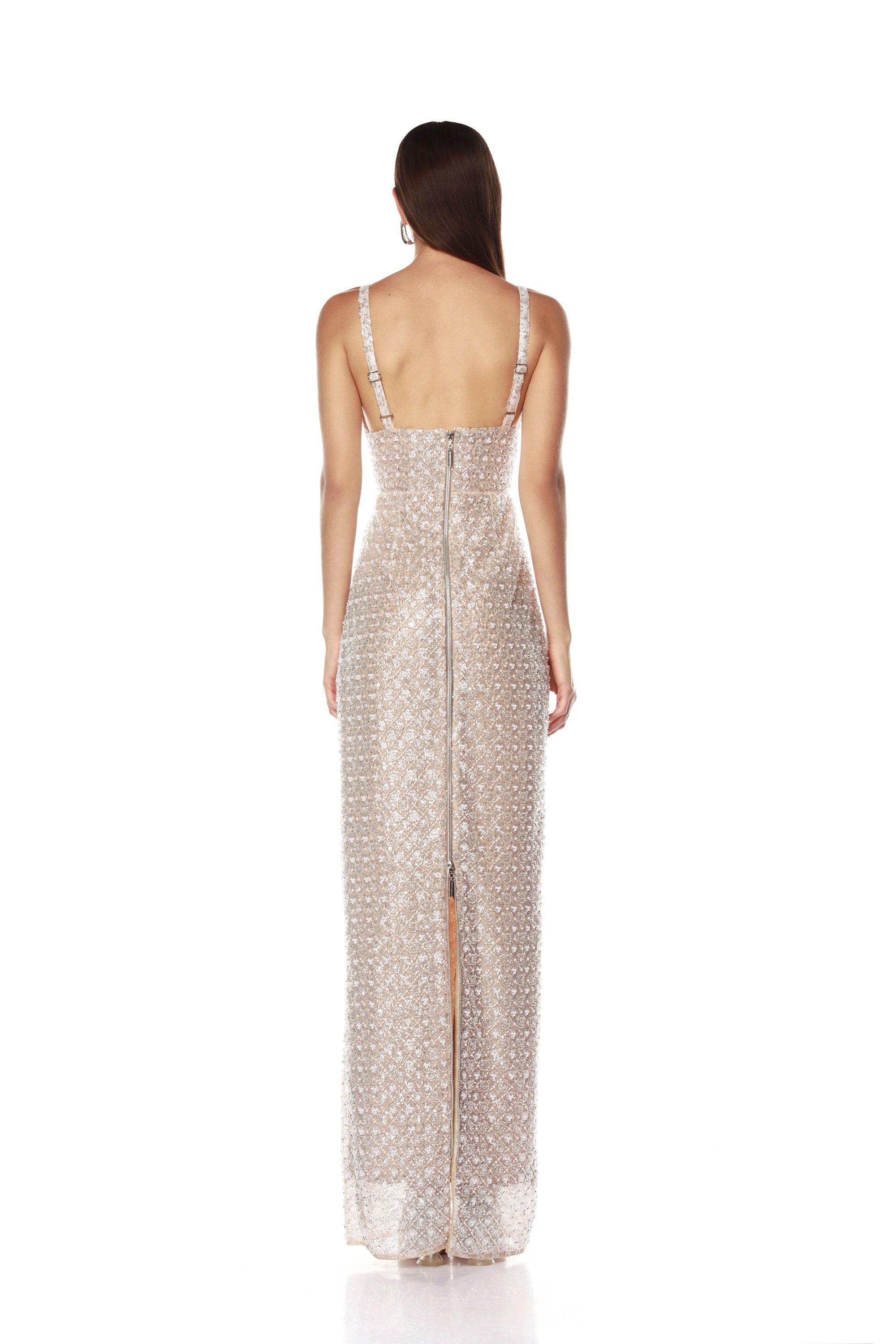 Bronx and Banco Allegra sukienka maxi srebrna cekiny