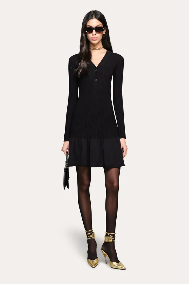 Elie Tahari Hudson sukienka mini Black dzianinowa
