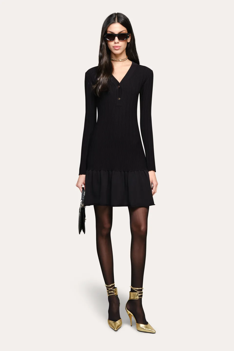 Elie Tahari Hudson sukienka mini Black dzianinowa