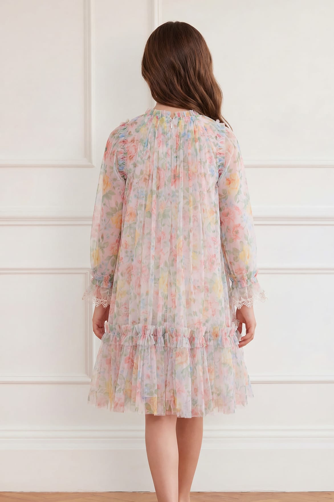 Needle & Thread Sienna Rose Long Sleeve sukienka Pink tiulowa