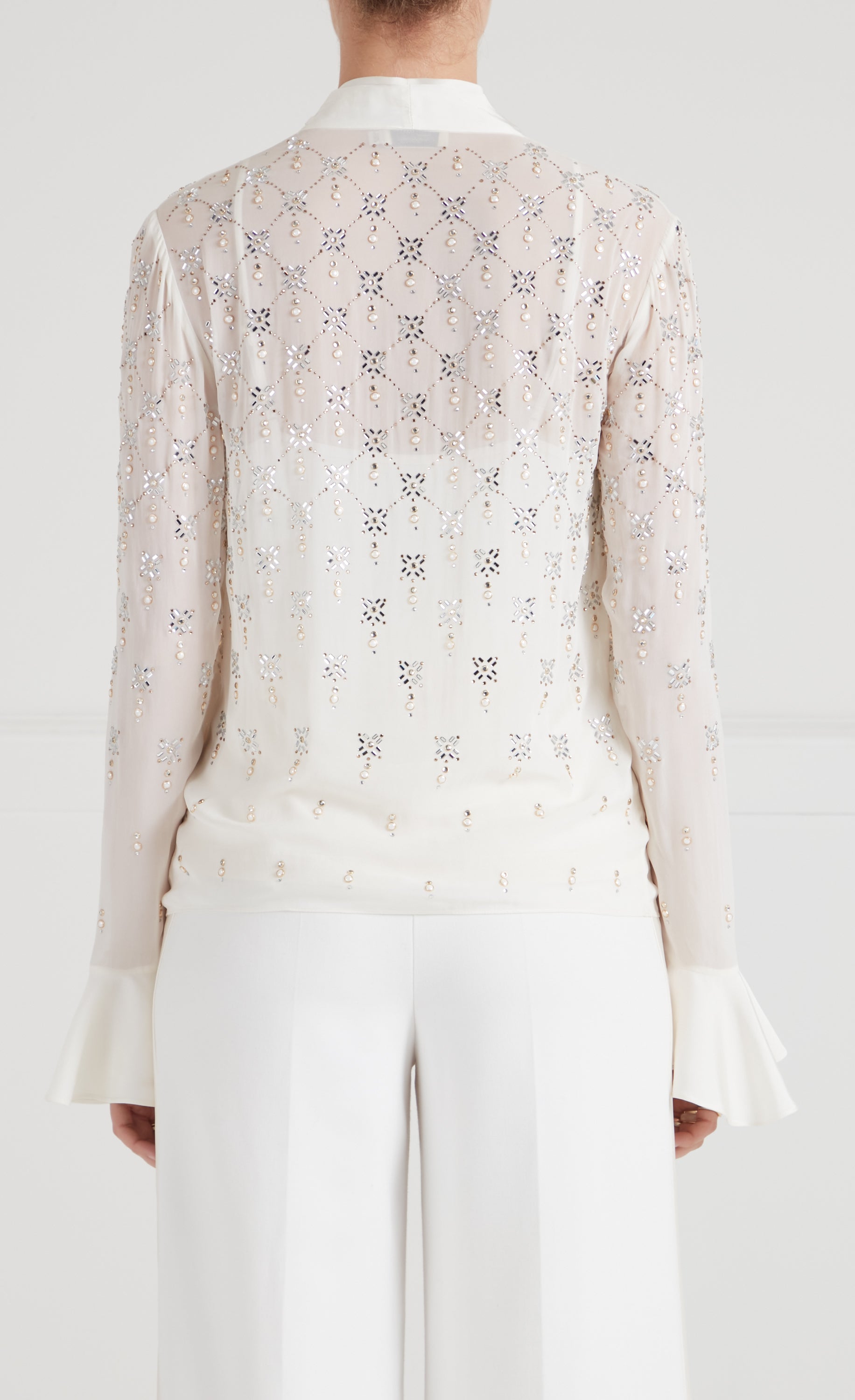 Temperley London Gallantry Blouse bluzka Ivory kryształki