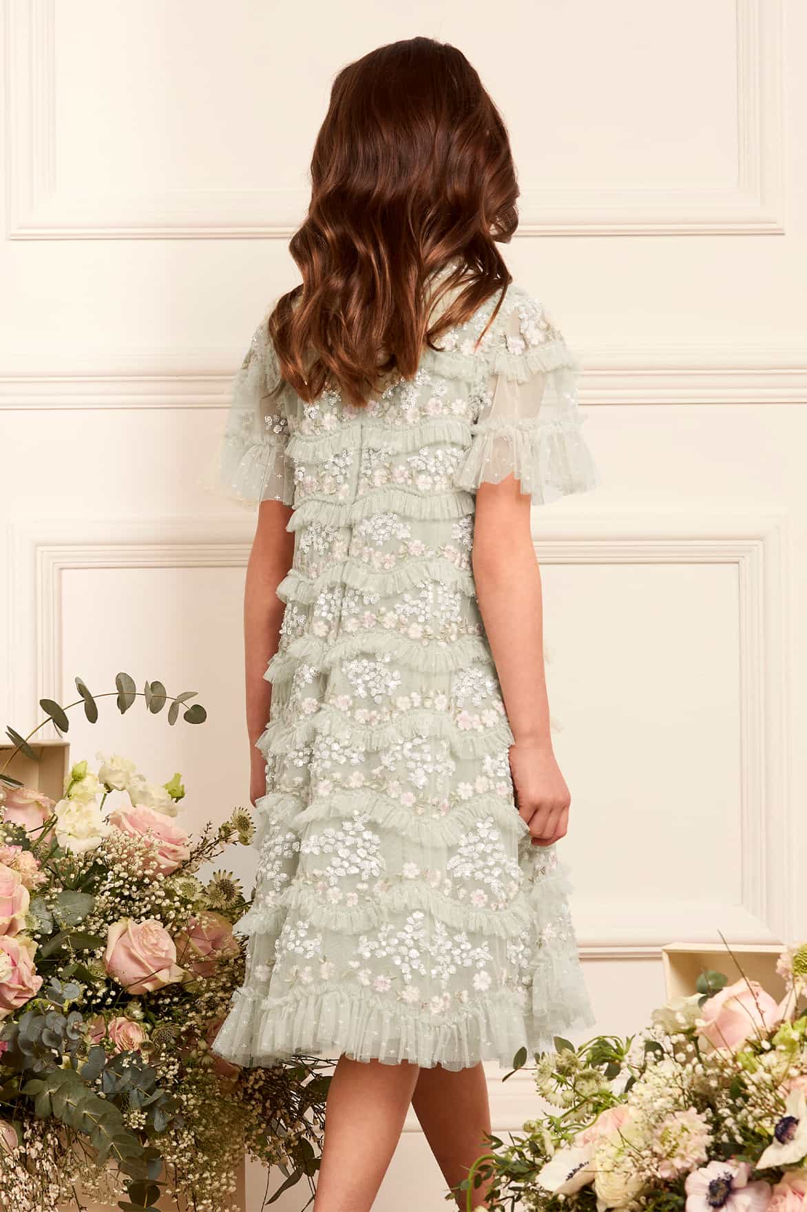 Needle & Thread Daisy Wave Kids Dress sukienka zielona