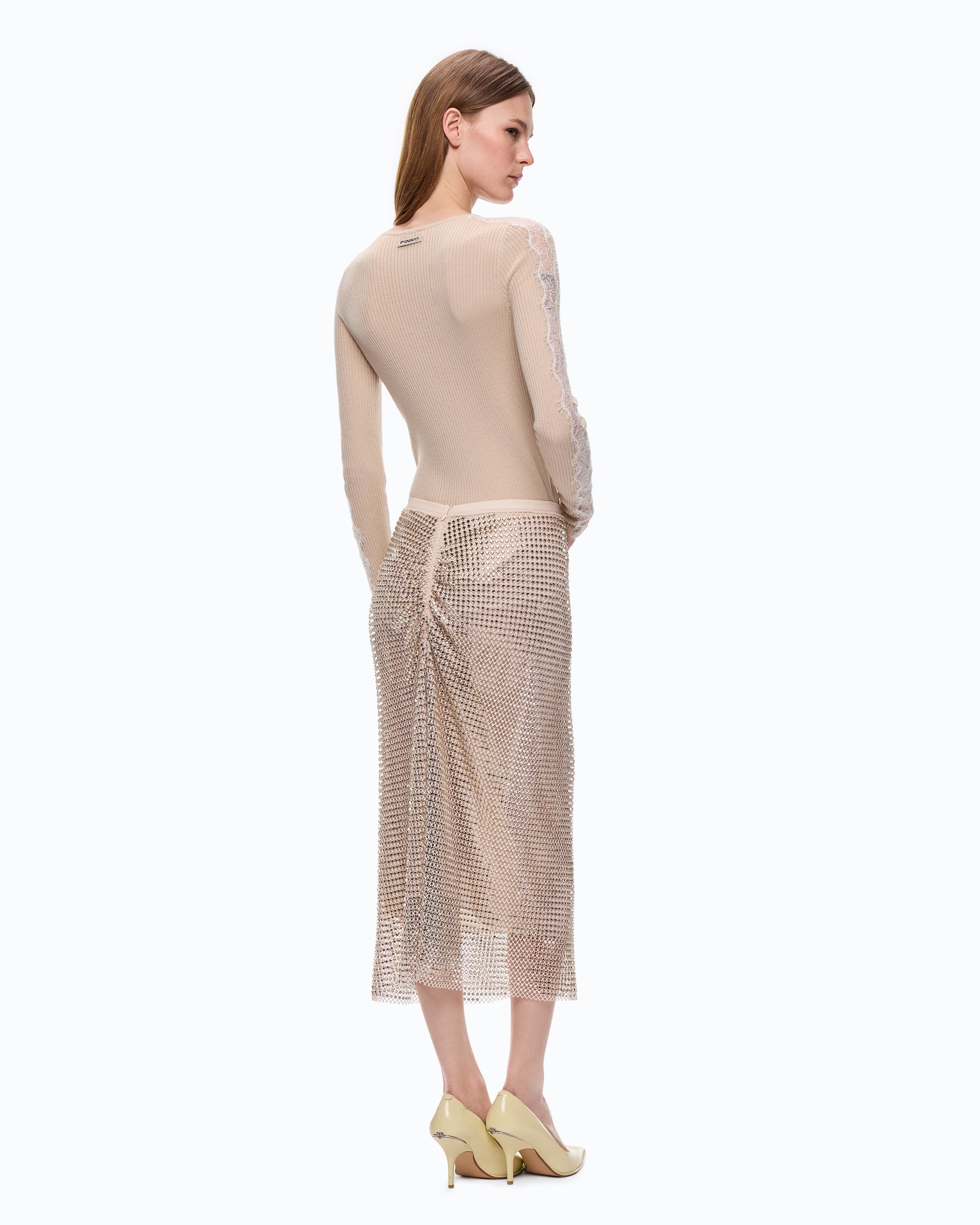 Pinko Copenaghen Sweater sweter beżowy wełniany
