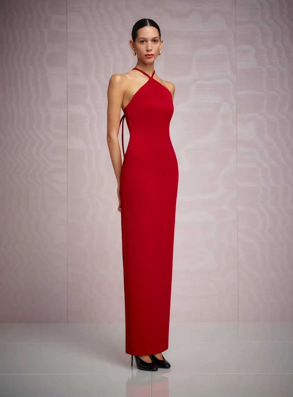 SOLACE LONDON Fern sukienka wieczorowa Crimson Red halter