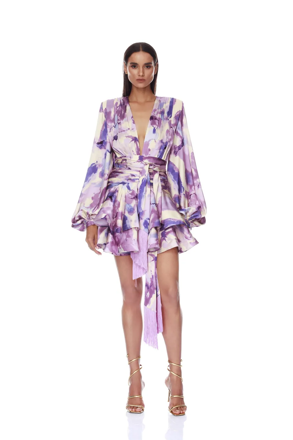 Bronx and Banco Wisteria Bedouin sukienka koktajlowa mini fioletowa V