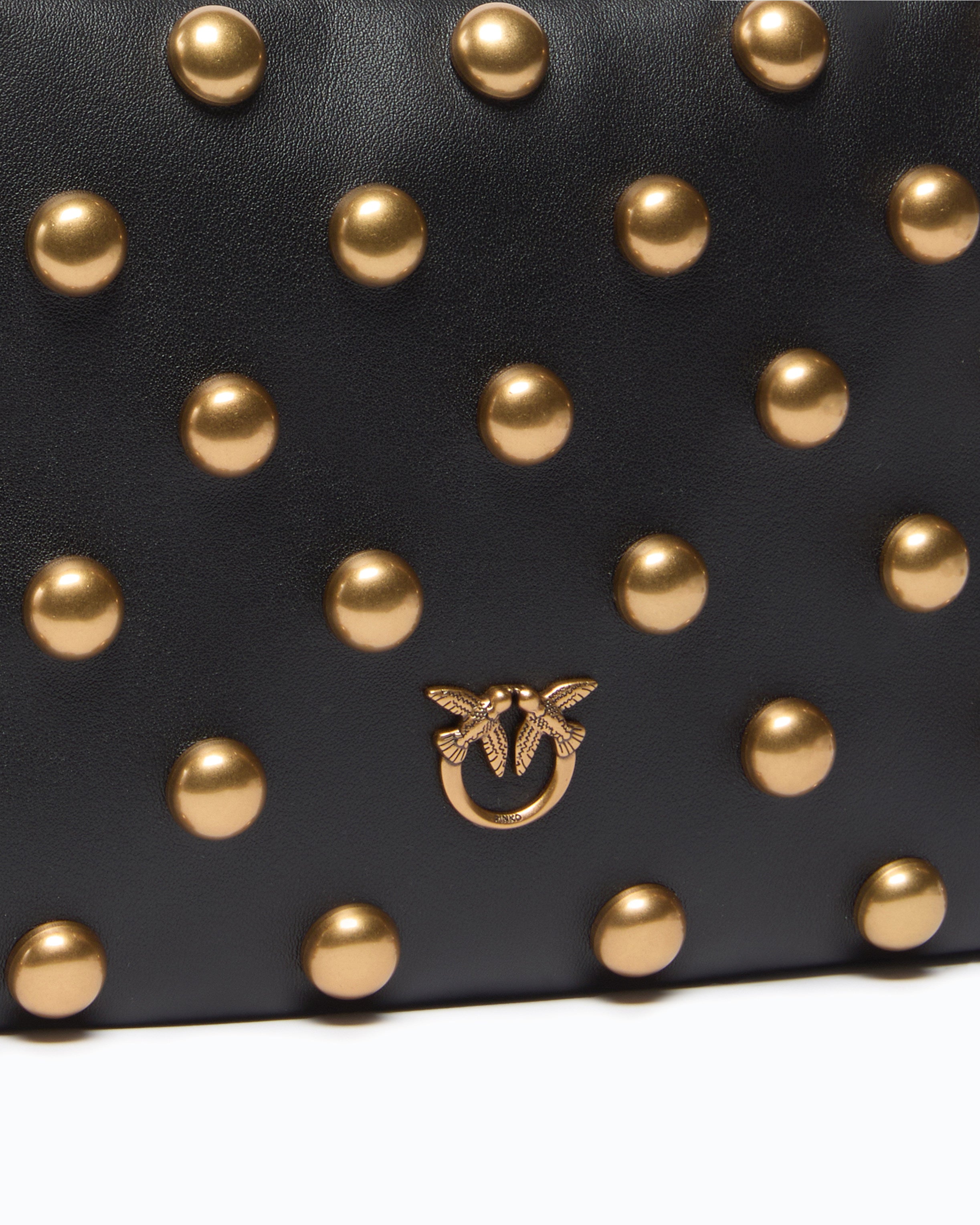 Pinko One Two Three Bag torebka mini czarna z ćwiekami