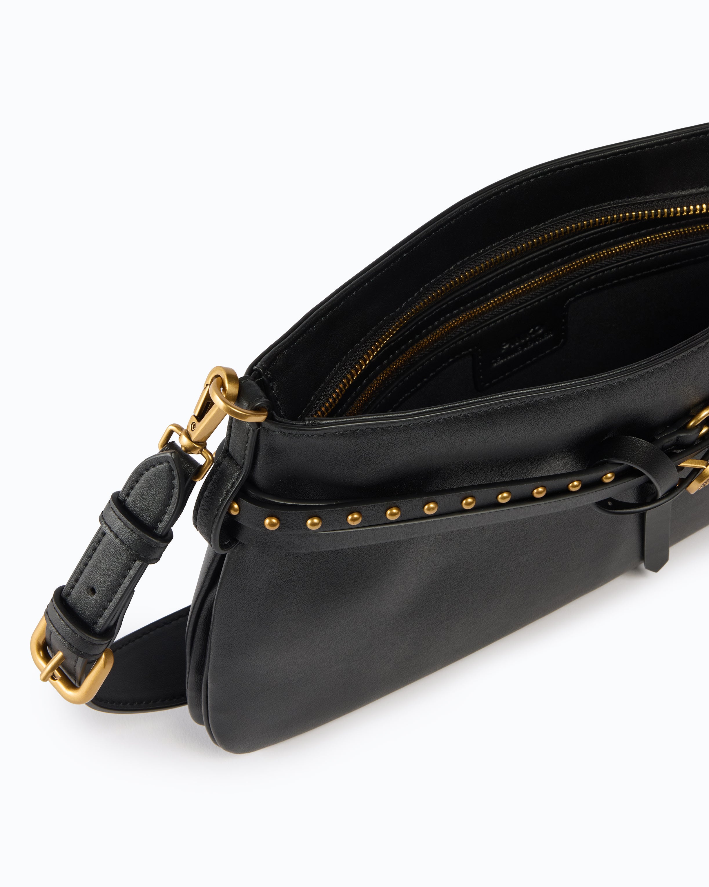 Pinko Belt Bag torebka skórzana czarna średnia