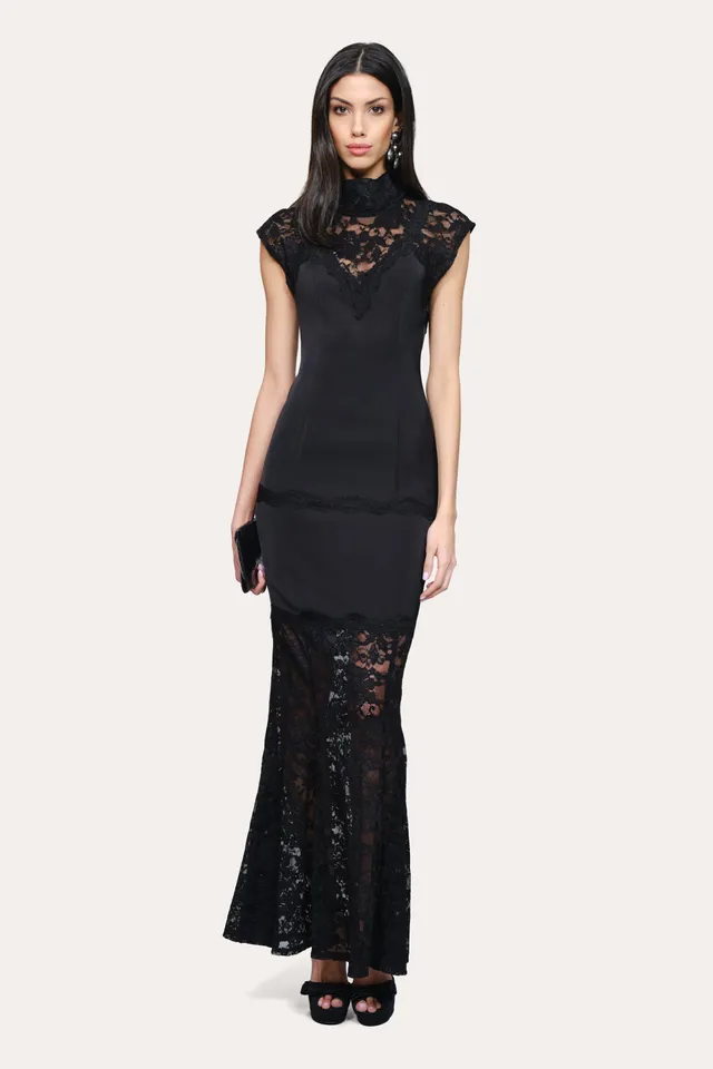 Elie Tahari Seraphine sukienka wieczorowa czarna maxi