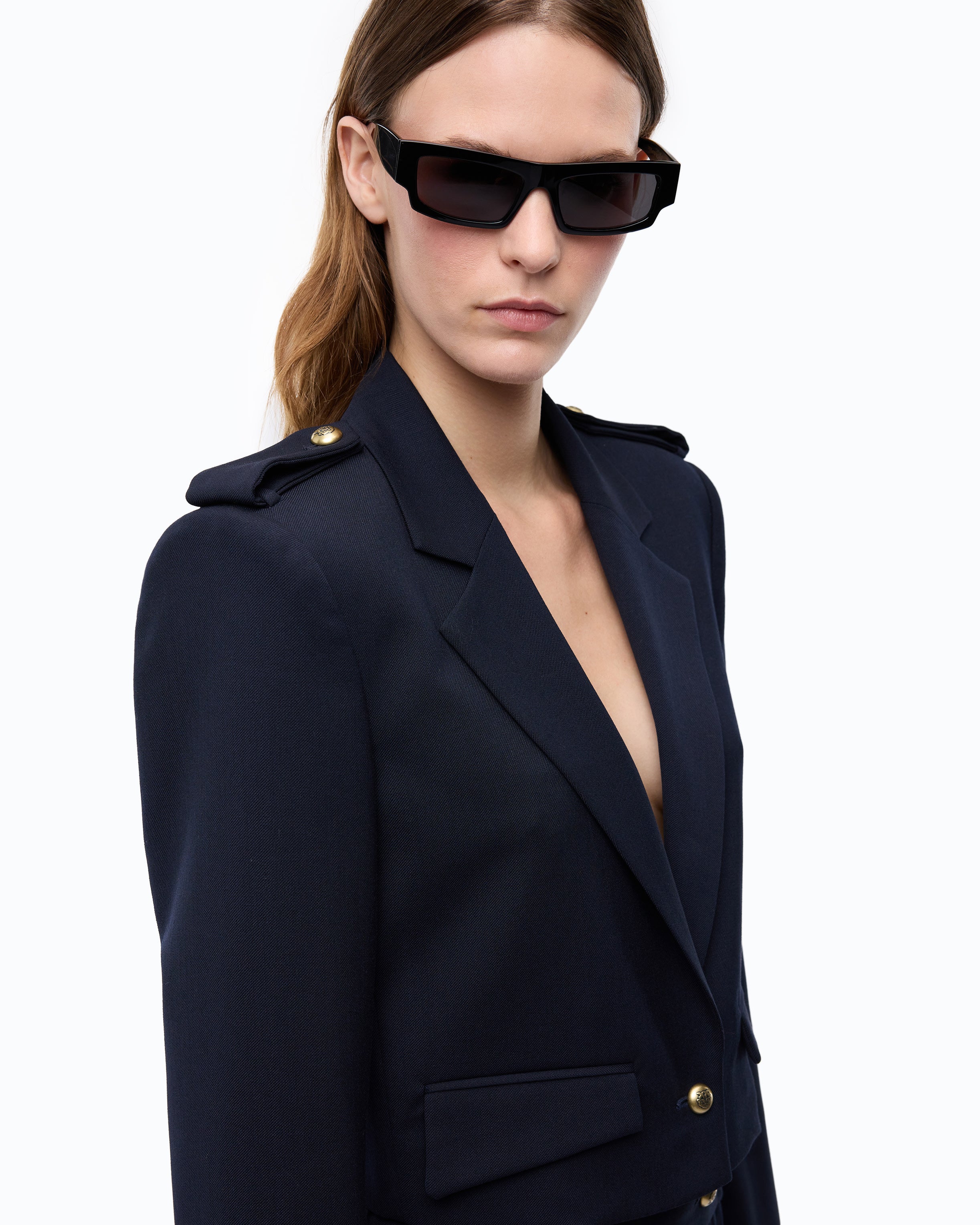 Pinko Manna Jacket żakiet wełniany krótki niebieski