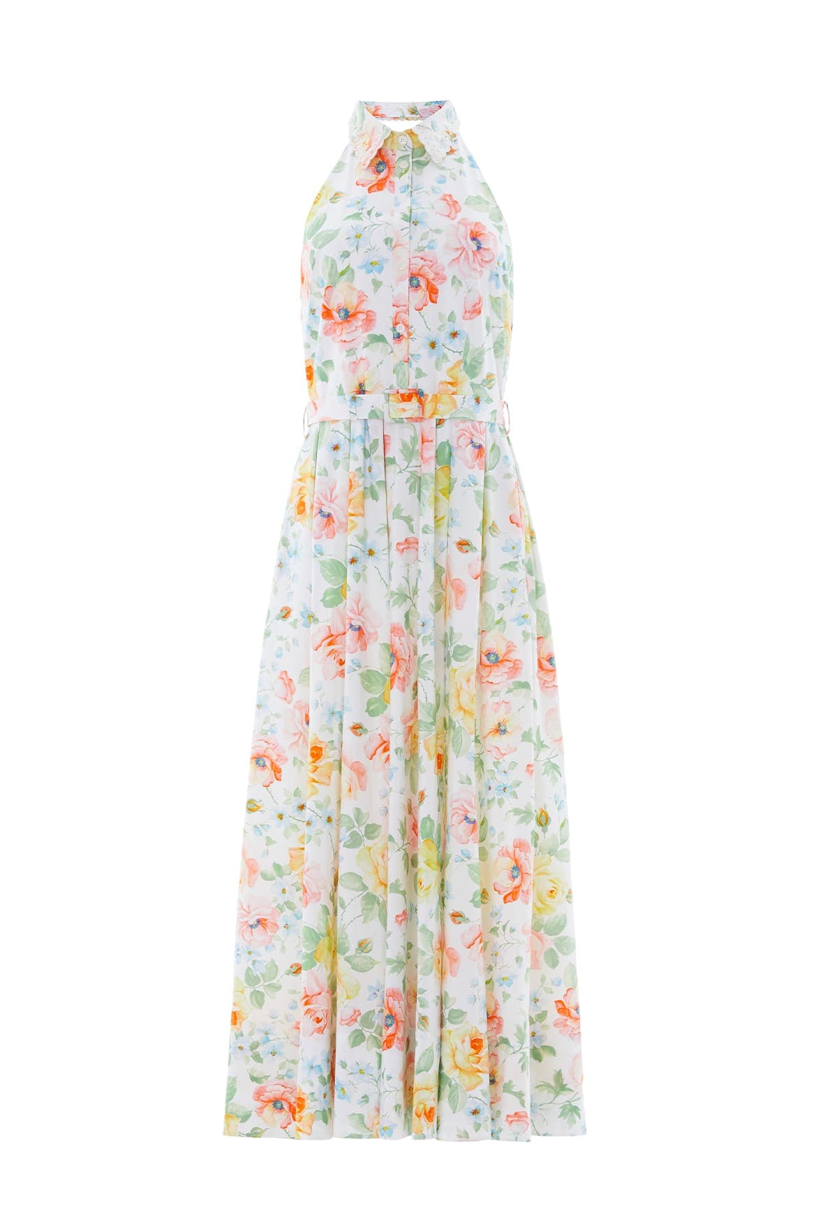 Needle & Thread Sienna Rose Cotton Halter Ankle Gown sukienka biała