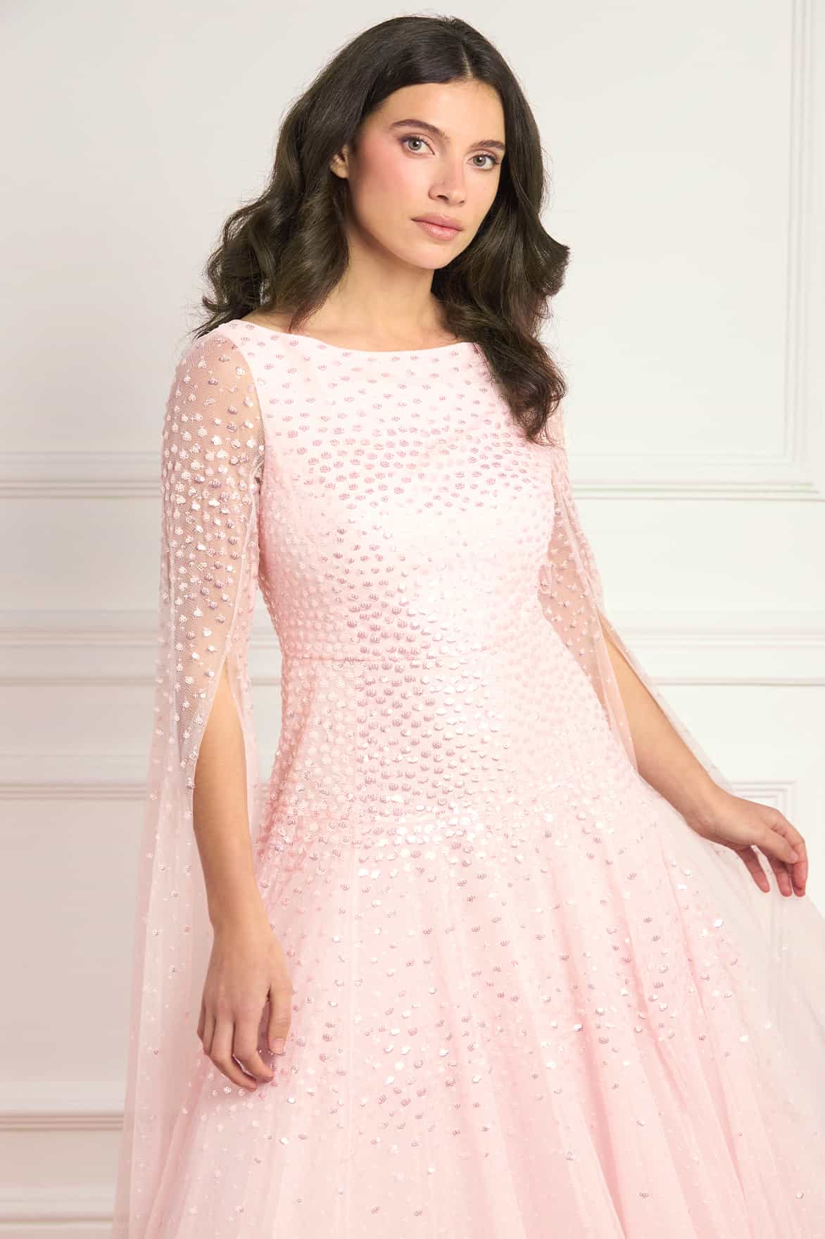 Needle & Thread Sunrise Sequin Gown suknia różowa cekiny