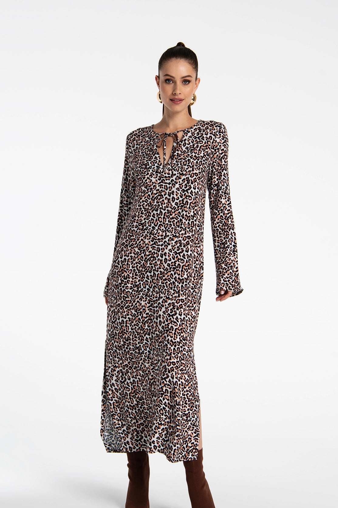 Nudyess Pontos sukienka maxi Pattern-Brown wiskozowa