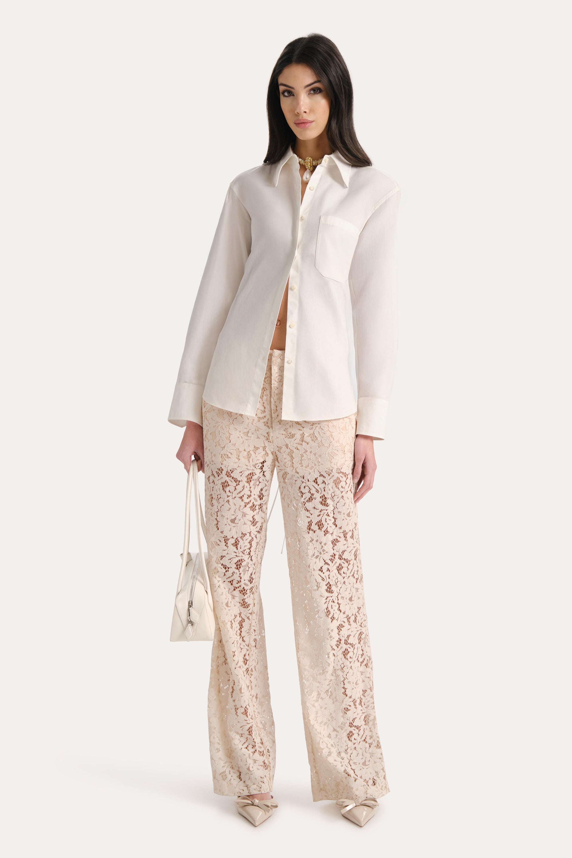 Elie Tahari Mari koszula White bawełniana