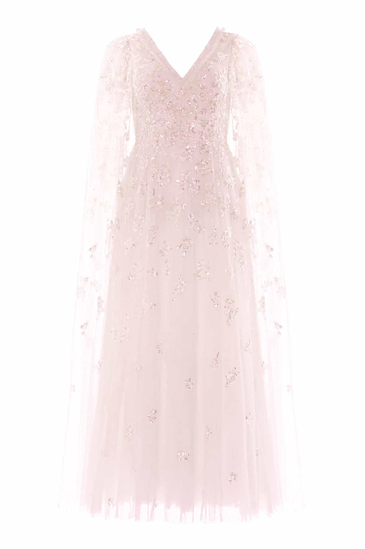 Needle & Thread Freesia Shimmer Cape Gown suknia Opal cekinowa