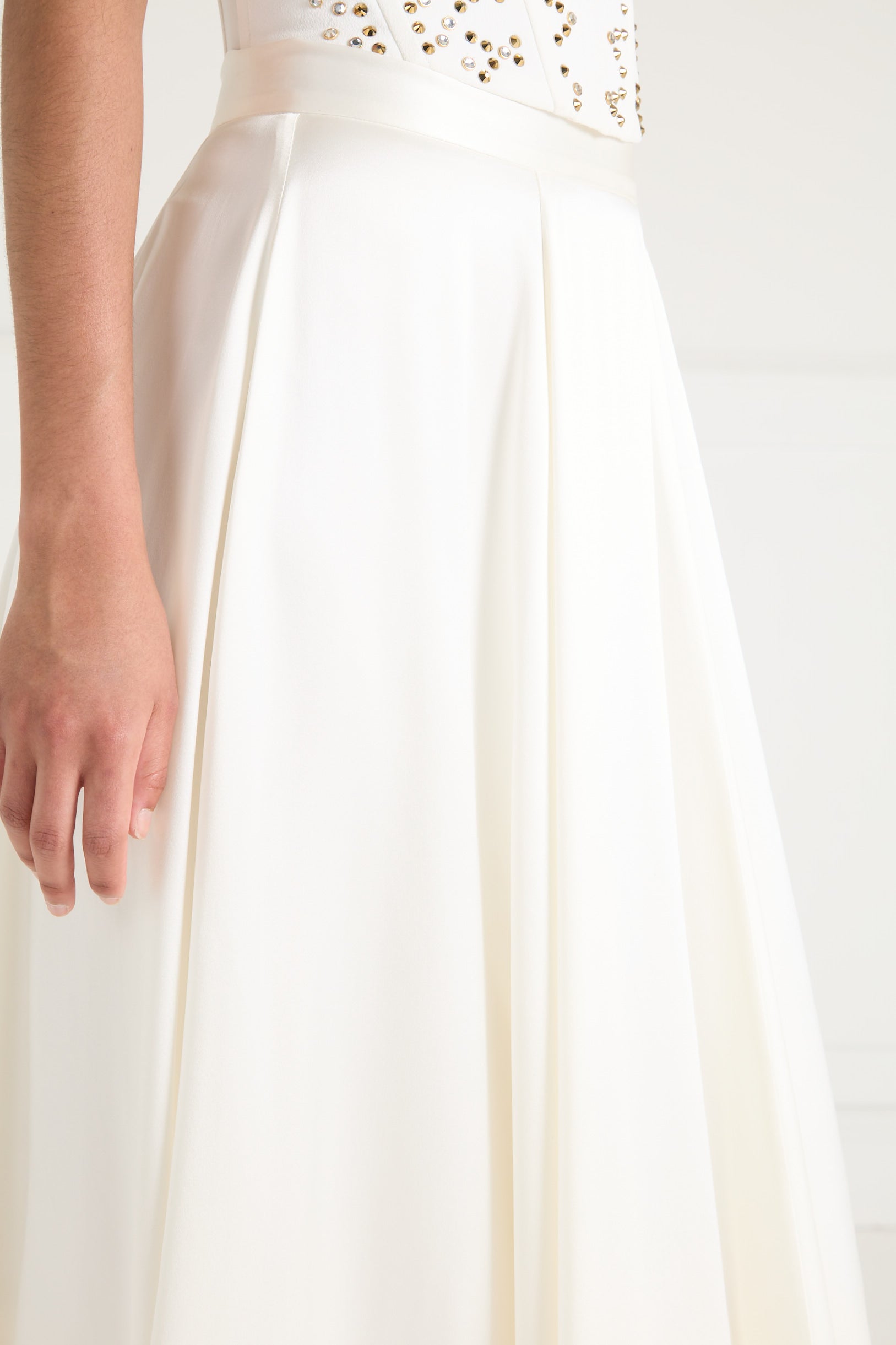 Temperley London Amerie spódnica satynowa ivory długa