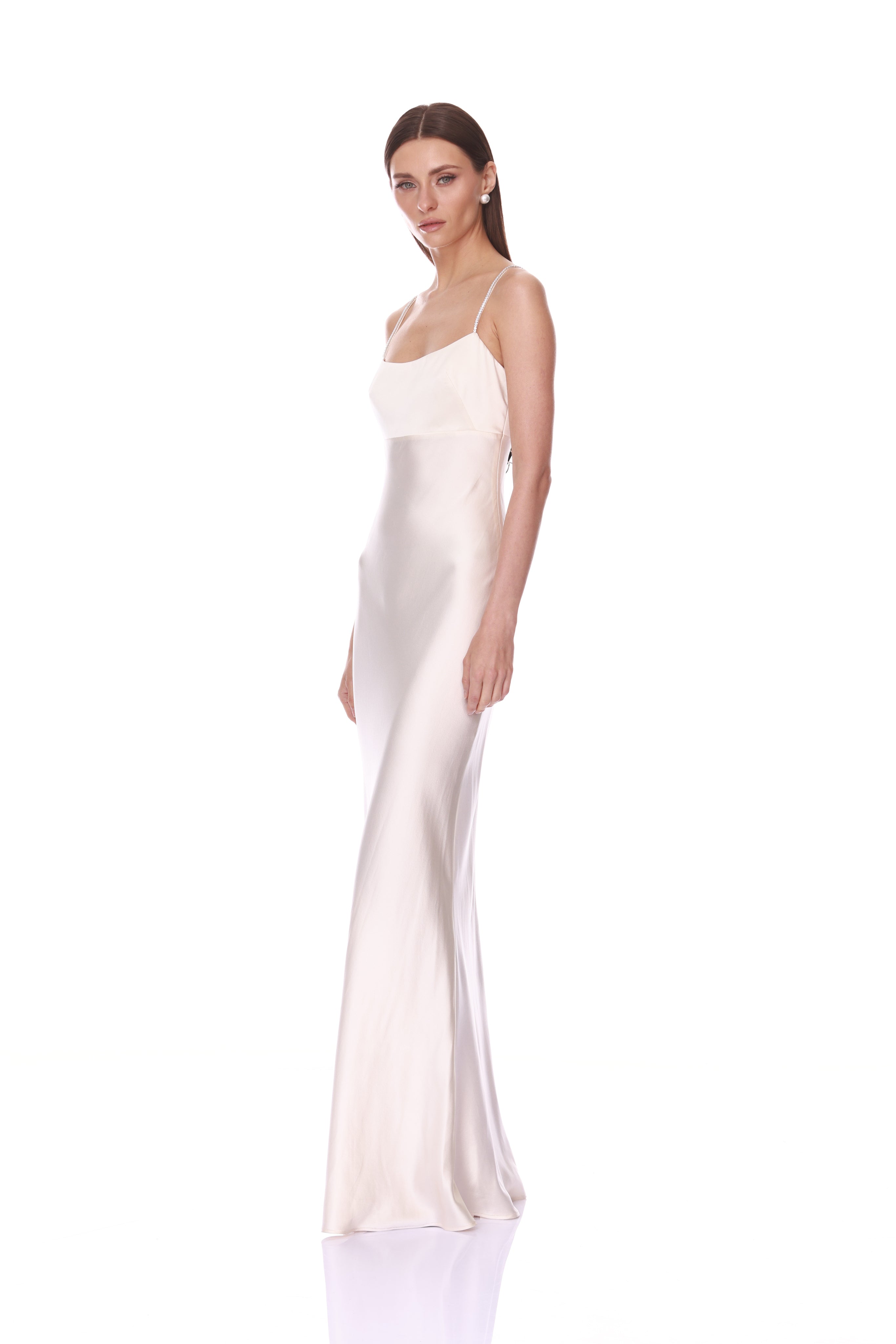 Bronx and Banco Kyla Silk sukienka wieczorowa ivory z peleryną