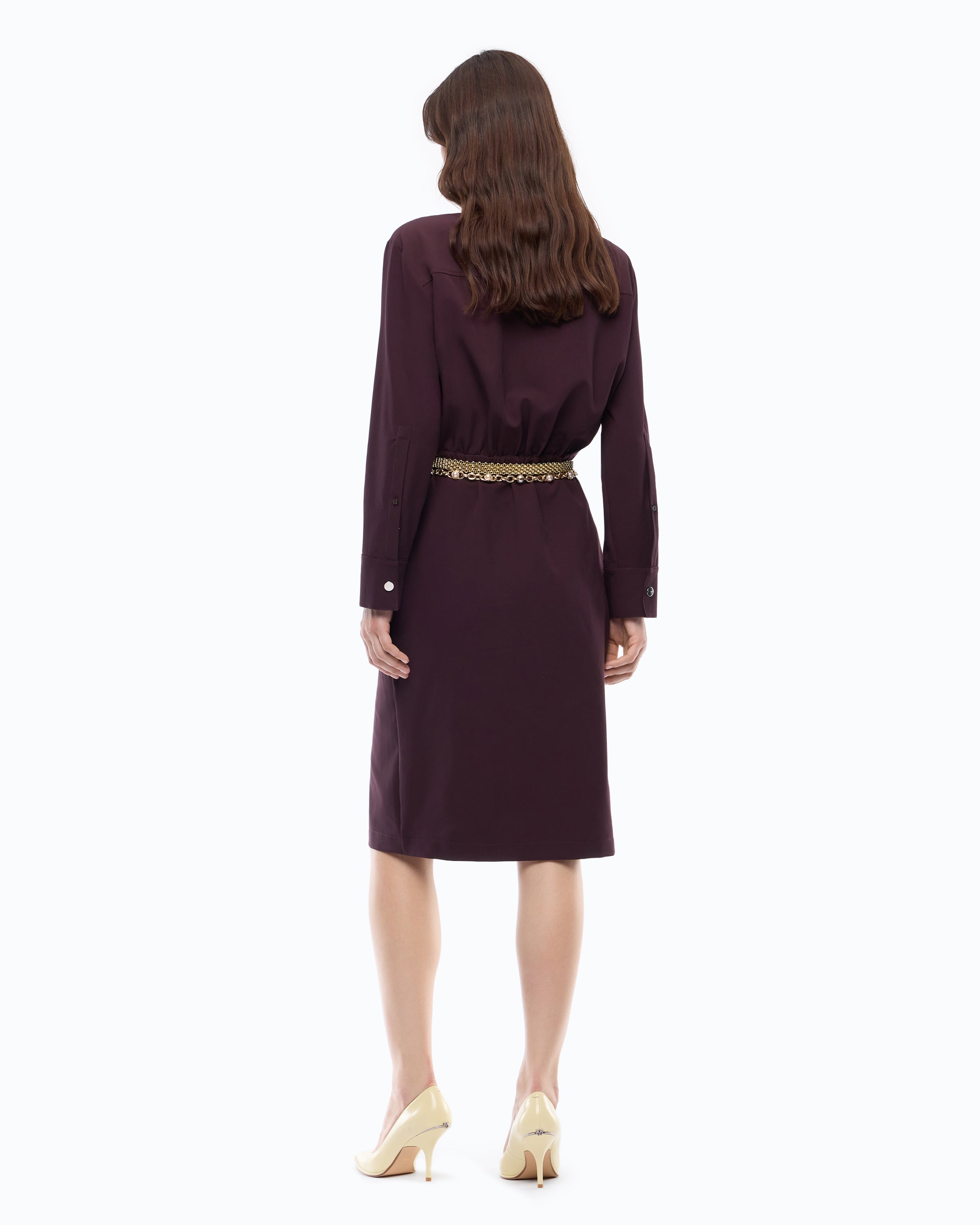 Pinko Arum Dress sukienka szmizjerka midi bordowa