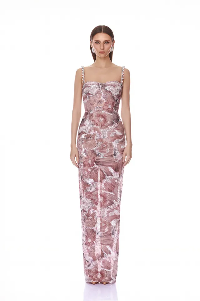 Bronx and Banco Eve Dahlia Blush sukienka maxi na ramiączkach