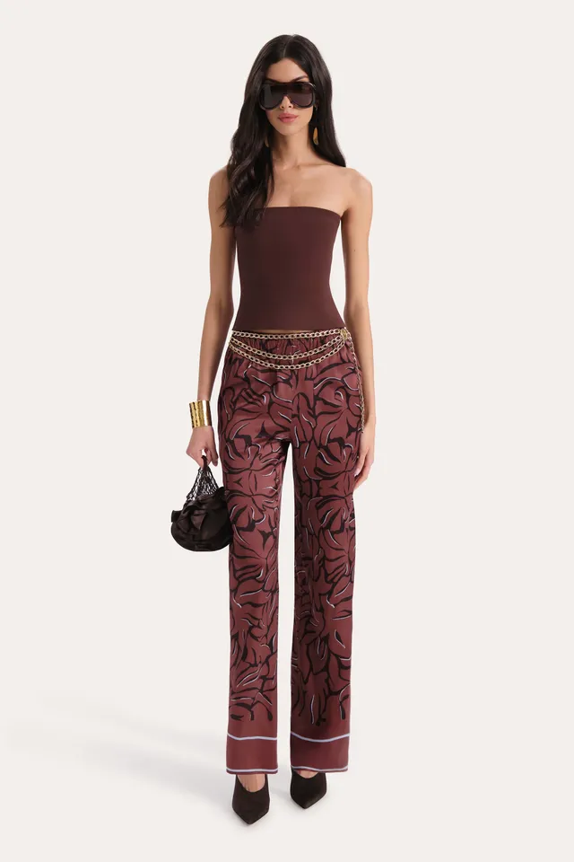 Elie Tahari Naya E7018206 spodnie jedwabne print