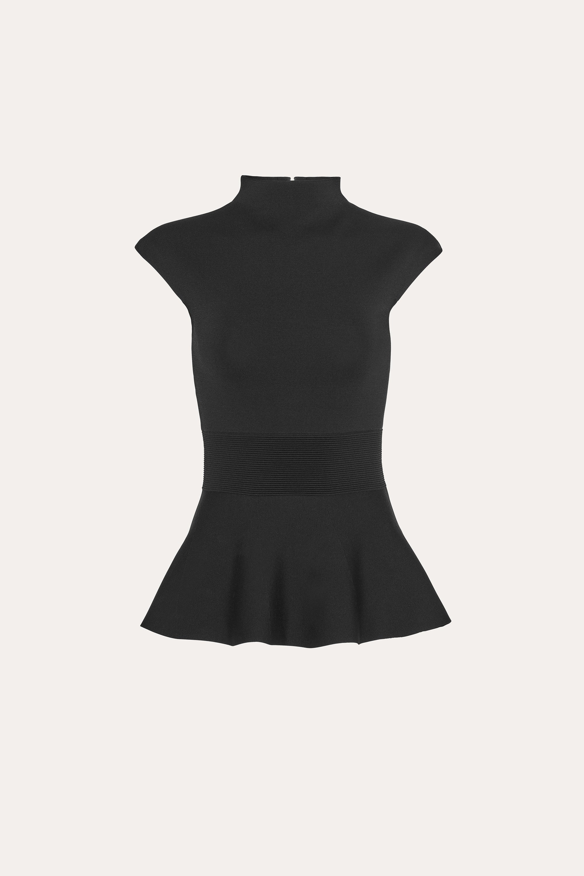 Elie Tahari Siena Milano Sculpt top czarny peplum