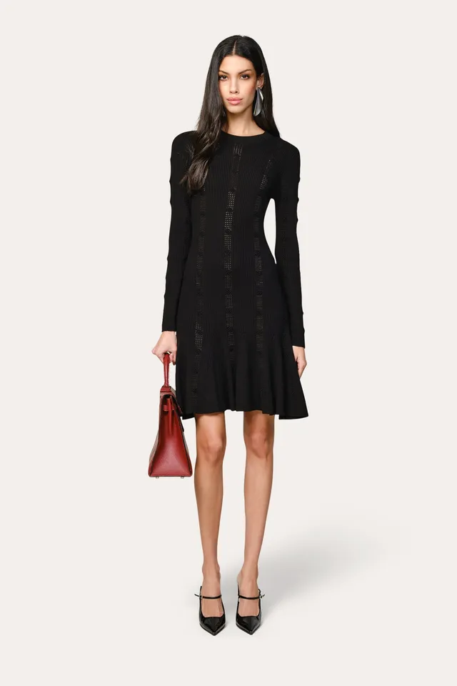 Elie Tahari ED5YG605 sukienka czarna mini wełniana