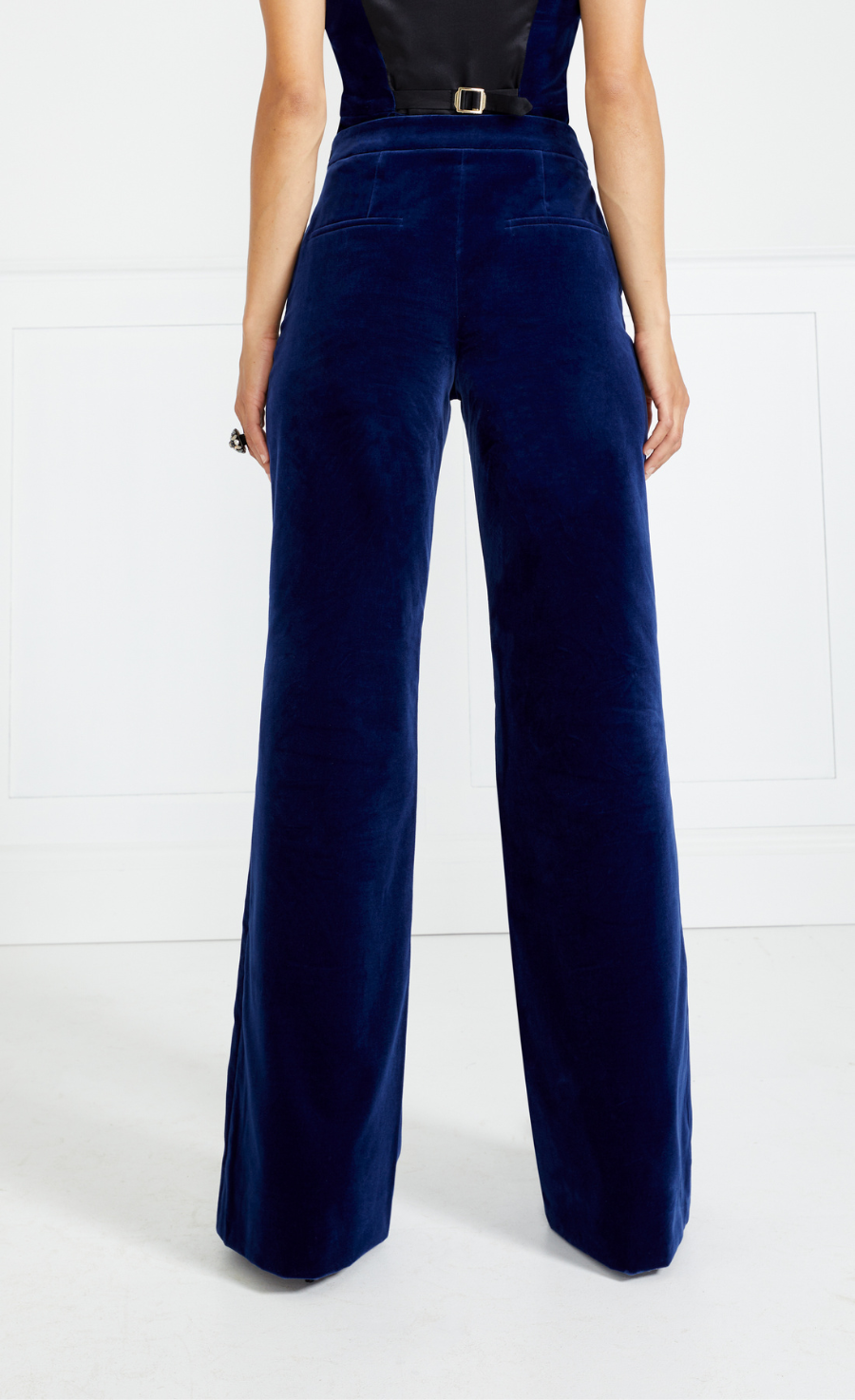 Temperley London Clove spodnie welurowe Dark Sapphire