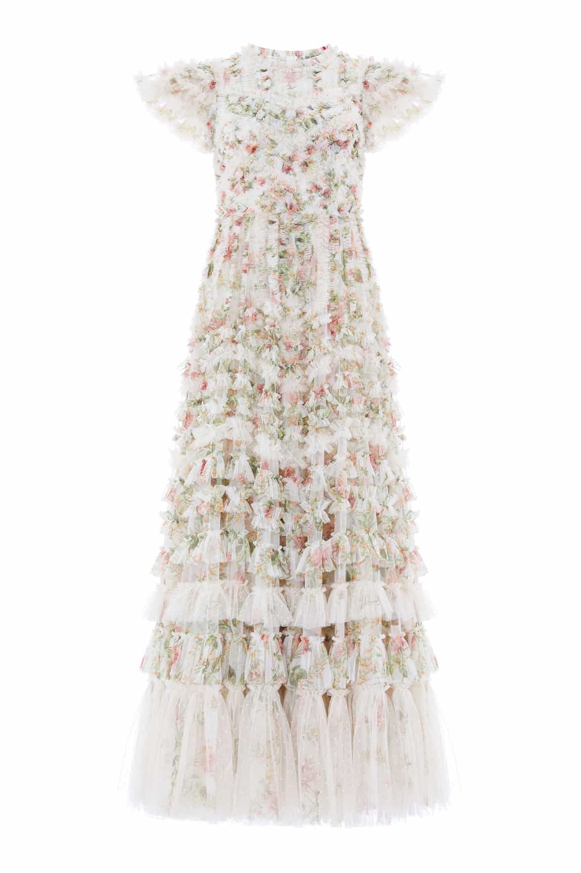 Needle & Thread Colette's La Vie En Rose Round Neck Short Sleeve Gown suknia Multi