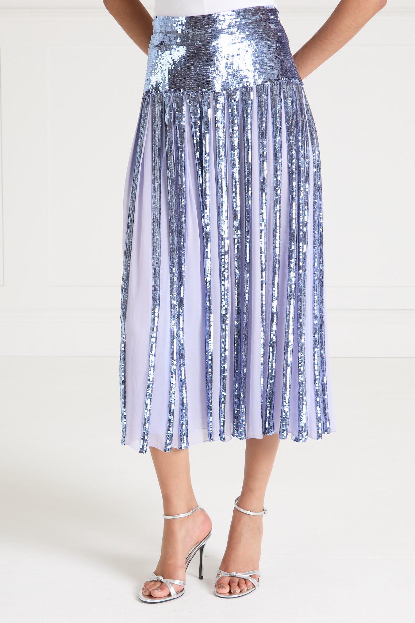 Temperley London Filigree spódnica cekinowa lawendowa