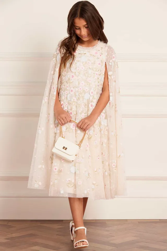 Needle & Thread Ethereal Blooms Cape Kids Dress sukienka kremowa