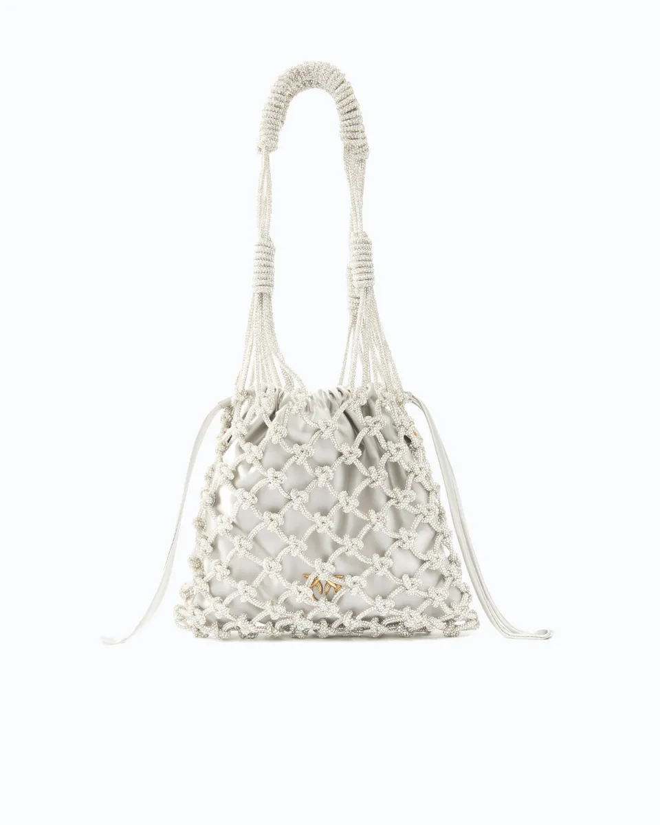 Pinko Handbag Mini torebka kryształki srebrna