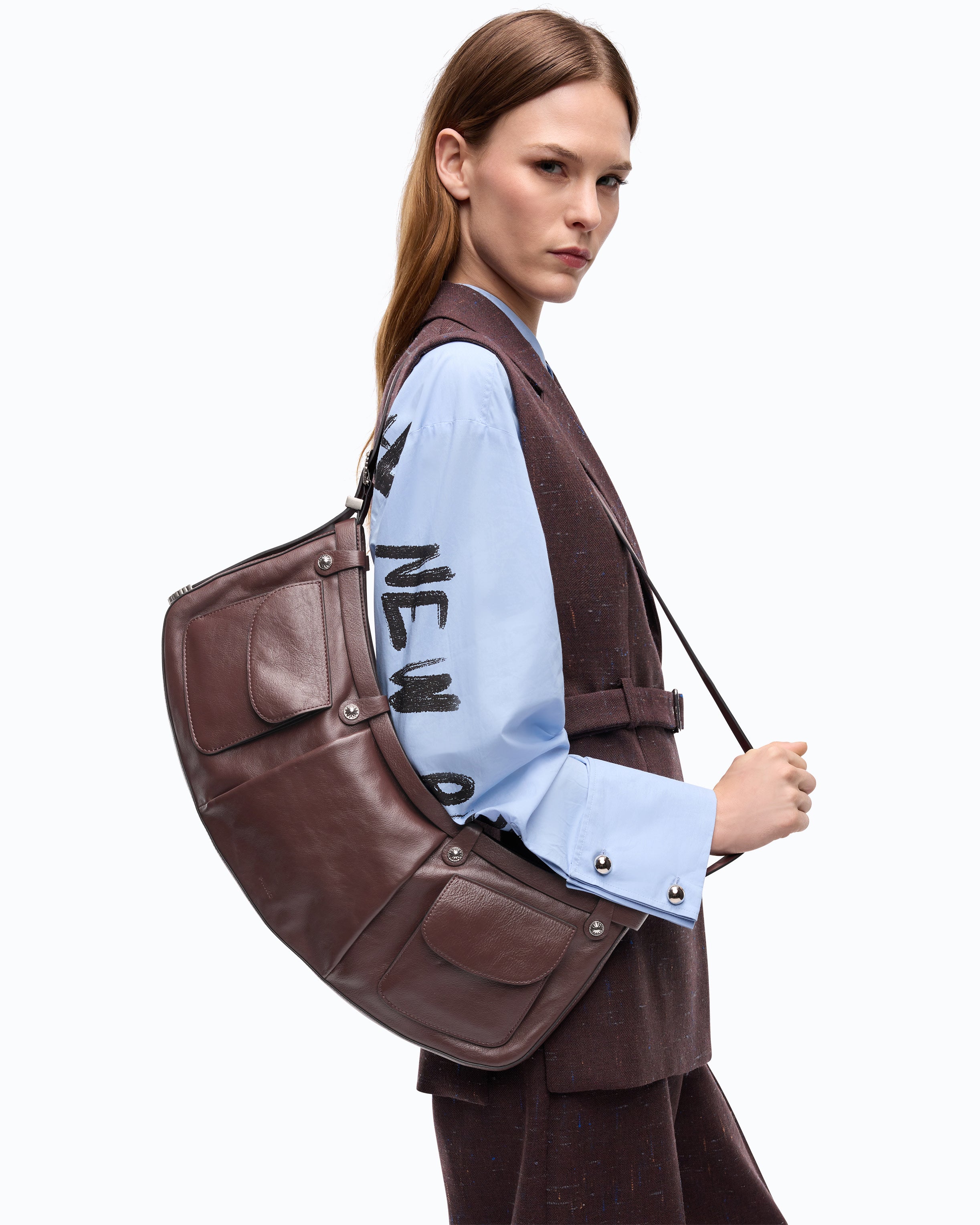 Pinko Pocket Body Bag torebka skórzana z kieszeniami