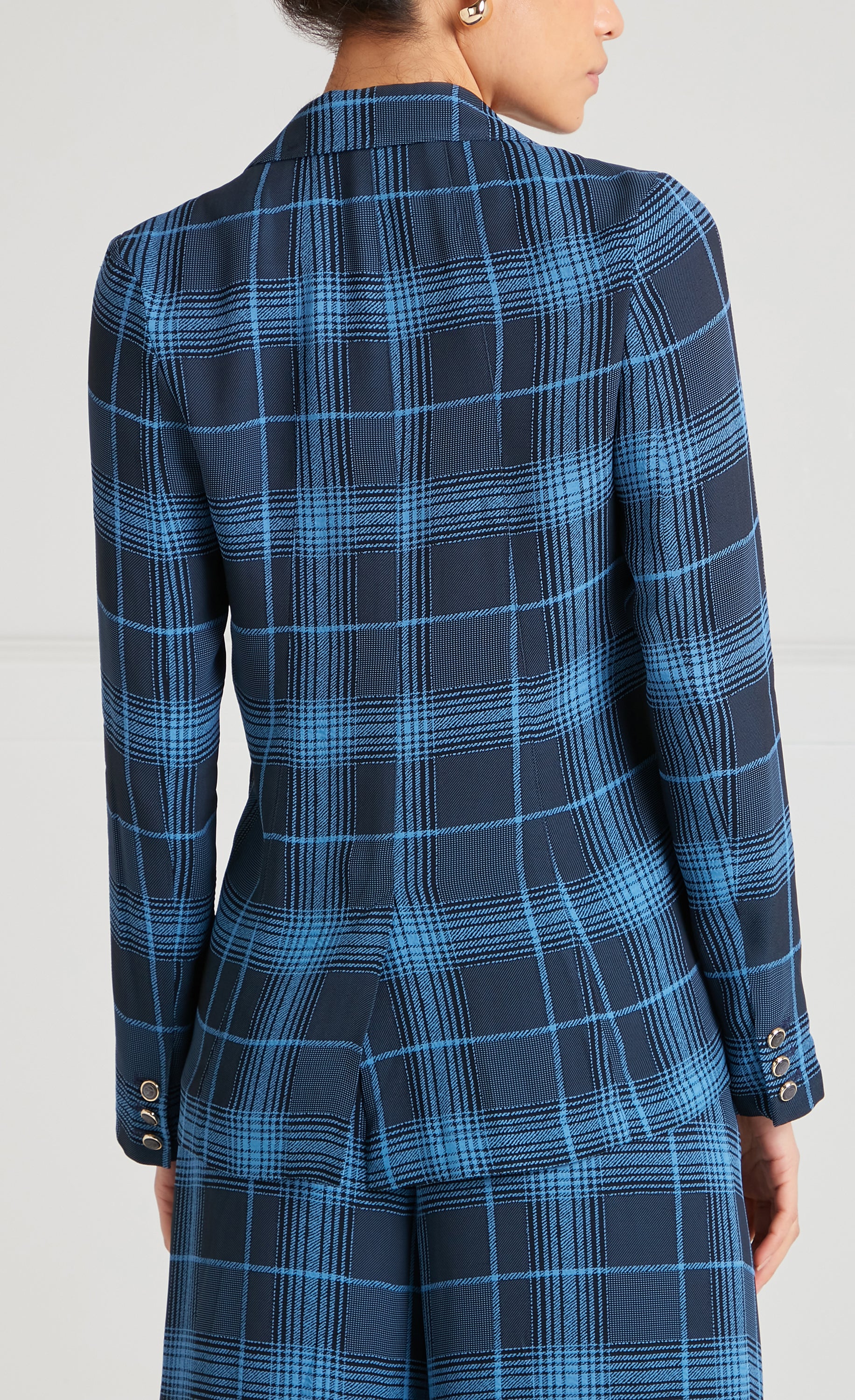 Temperley London Plath Jacket żakiet granatowy w kratę