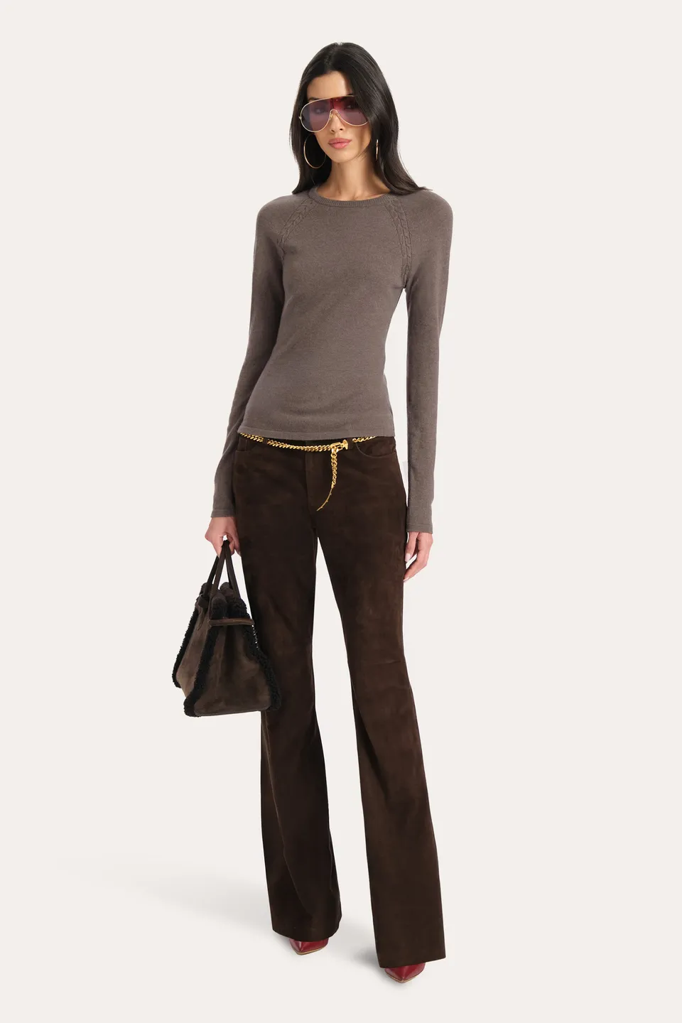 Elie Tahari Kennedy sweter Tobacco wełna-kaszmir