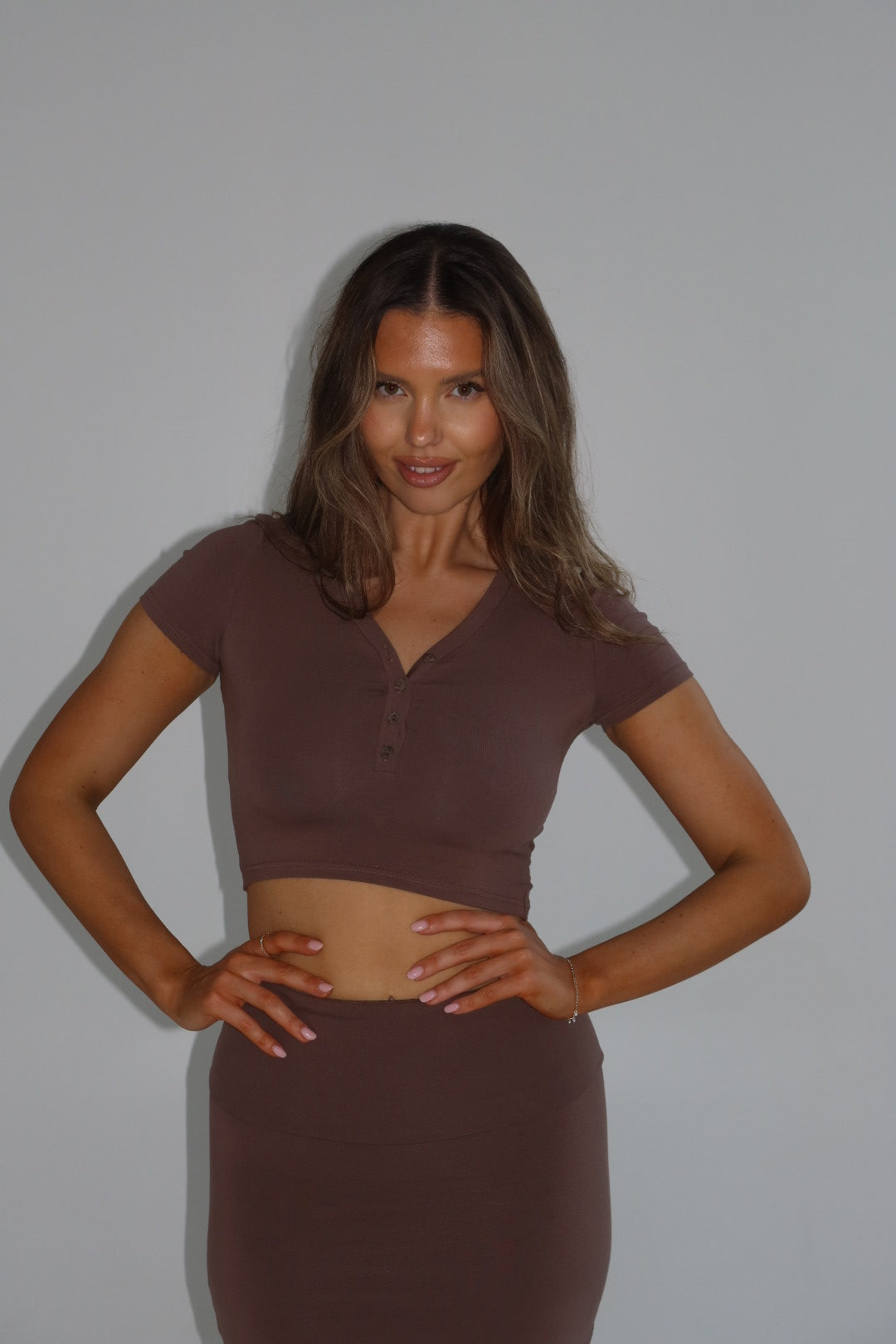 Nudyess top bawełniany Chocolate M/L krótki rękaw